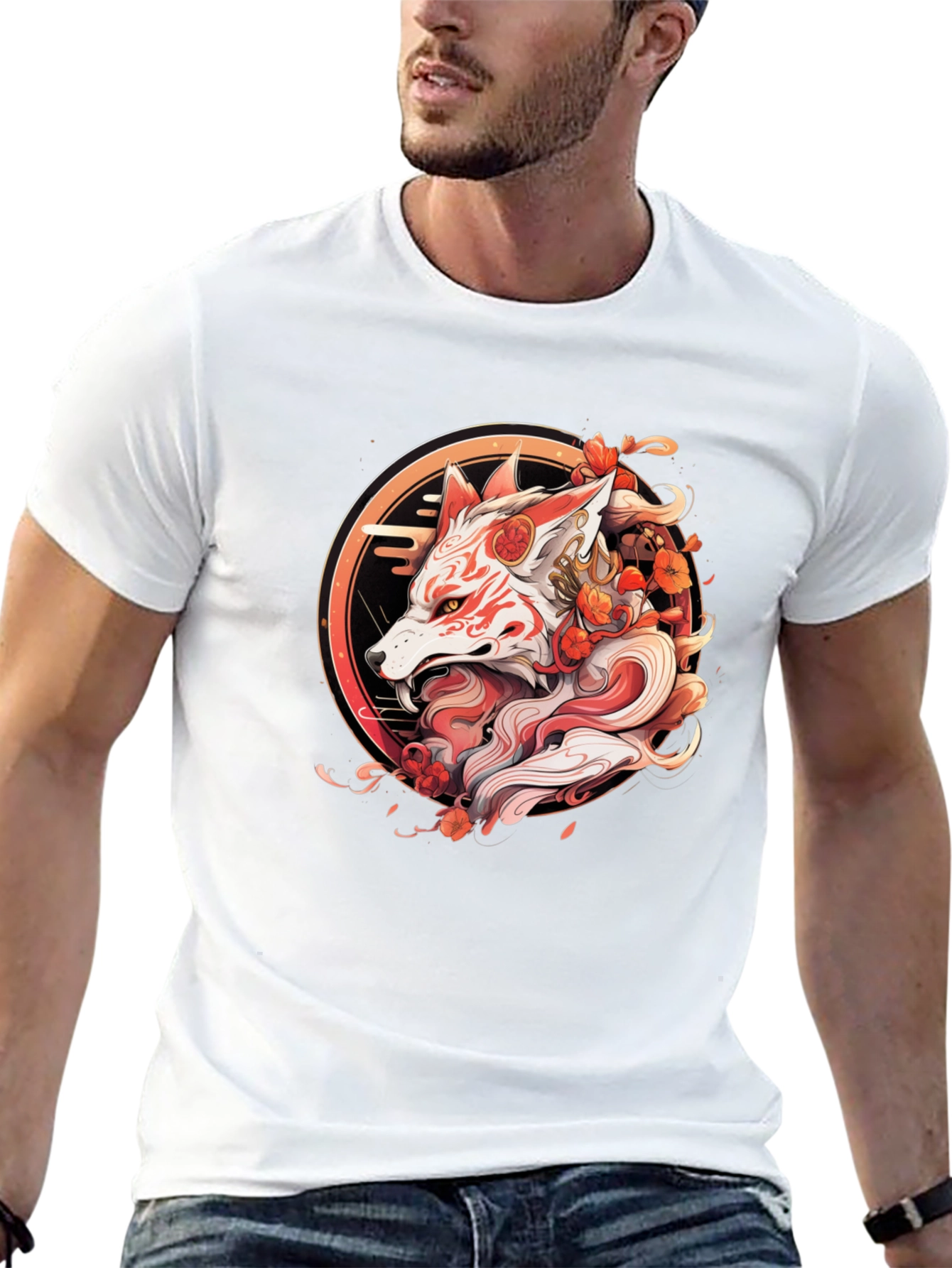 Japanese Fox Mask T-Shirt - Urban Style