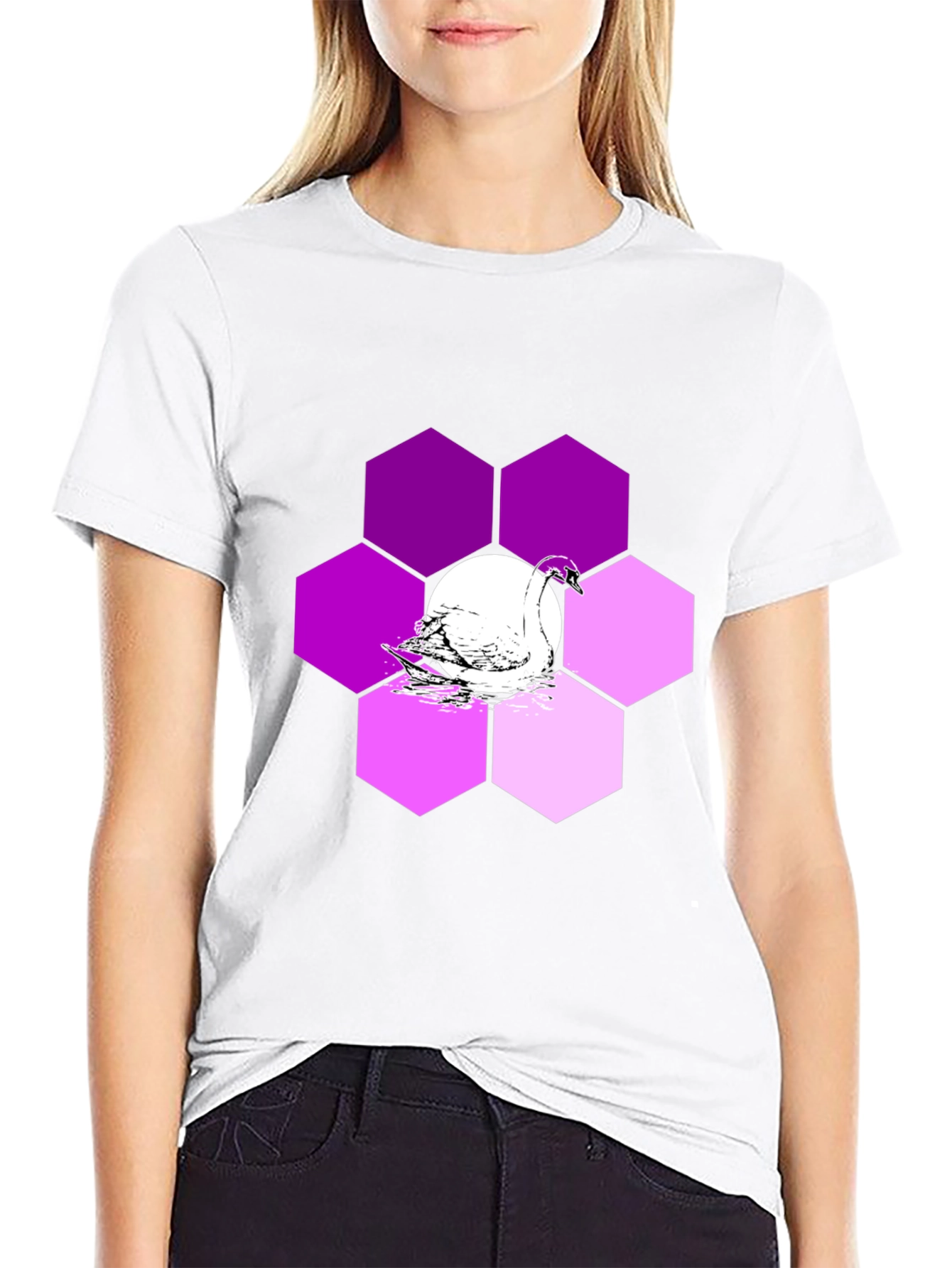 Swan Hexagon Graphic T-Shirt - Stylish Mens Tee