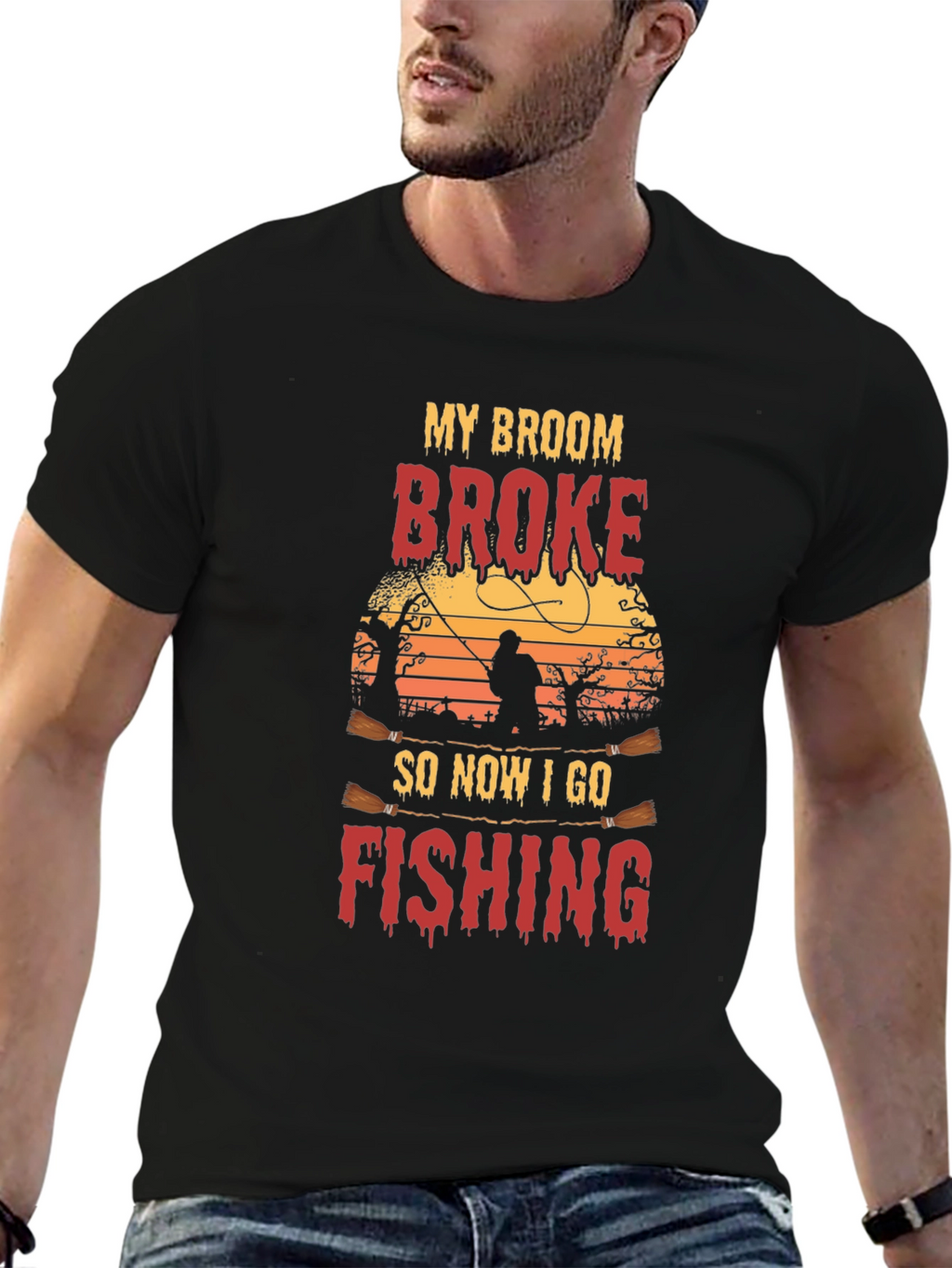 My Broom Broke Fishing T-Shirt