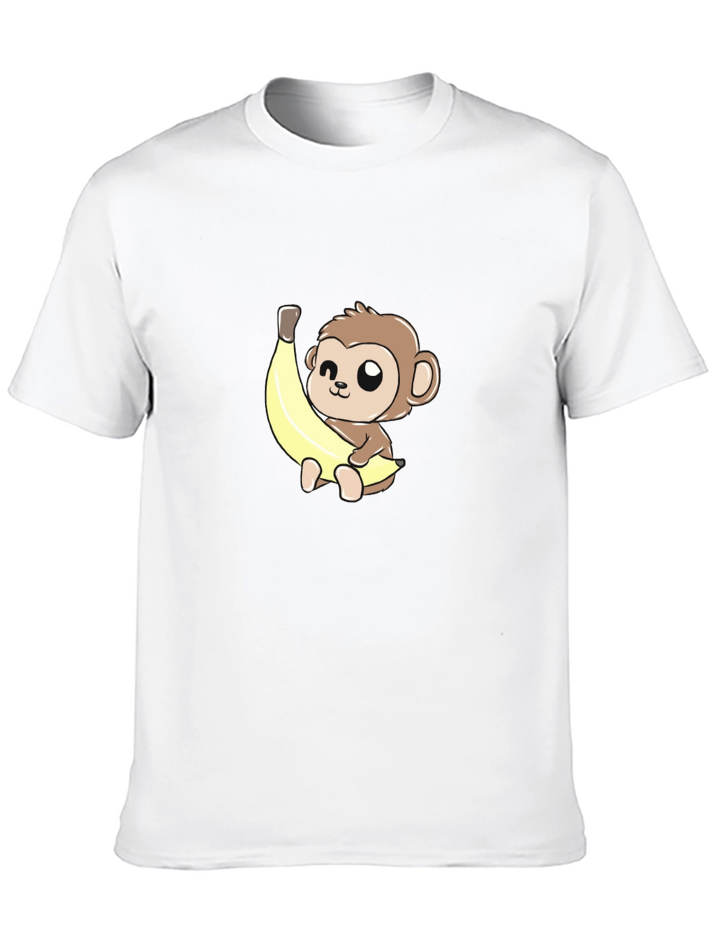 Cute Monkey Banana Graphic Tee - Unisex Black T-Shirt