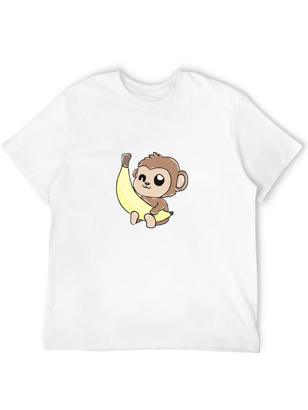 Cute Monkey Banana Graphic Tee - Unisex Black T-Shirt