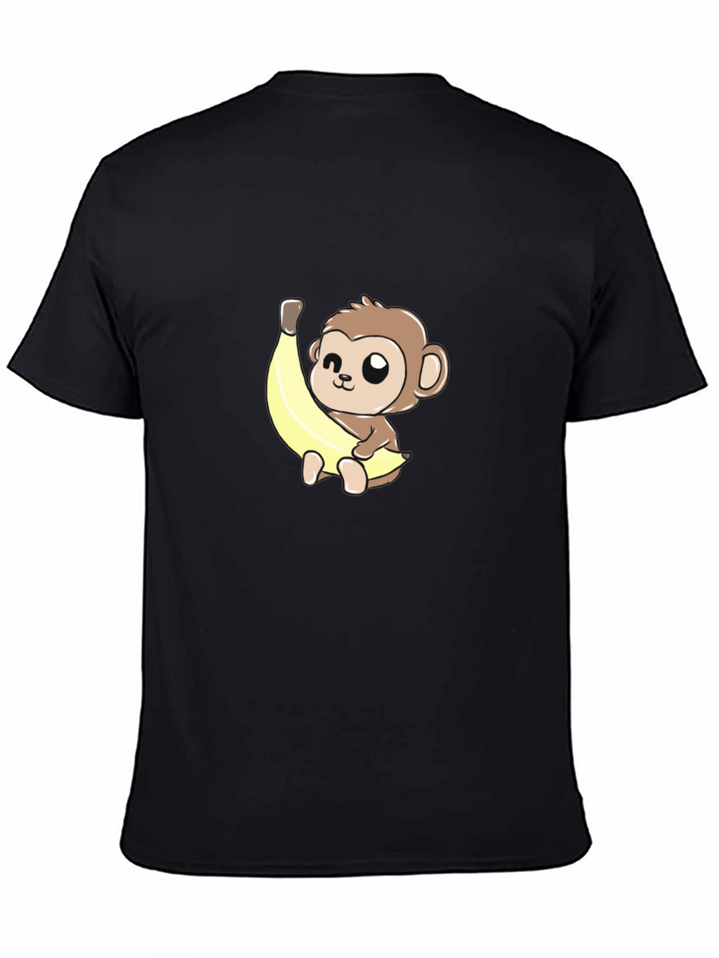 Cute Monkey Banana Graphic Tee - Unisex Black T-Shirt