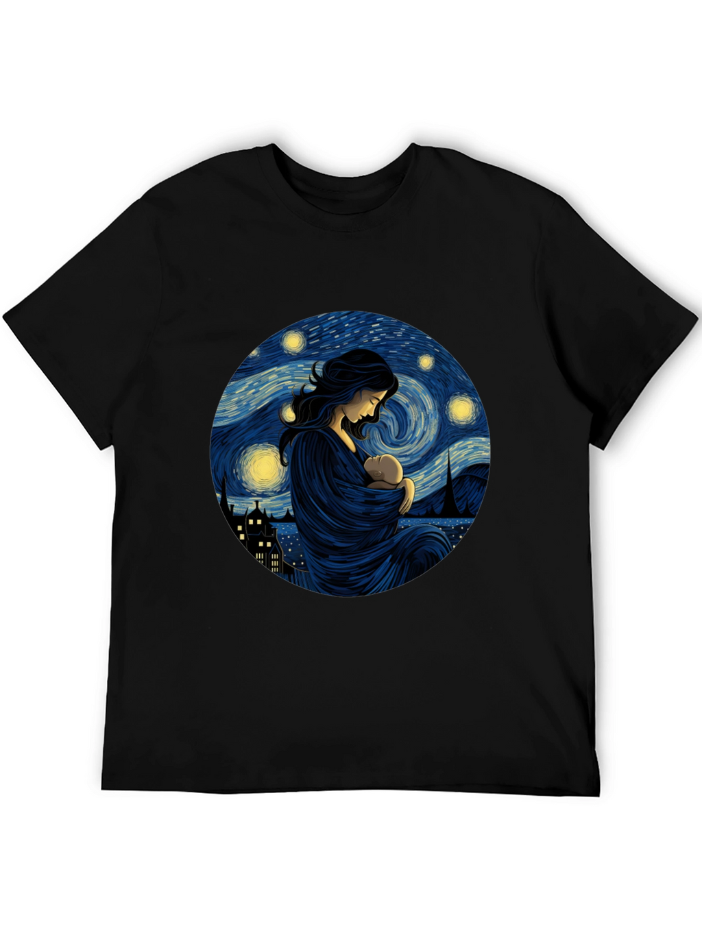 Starry Night Mother & Child Black Tee