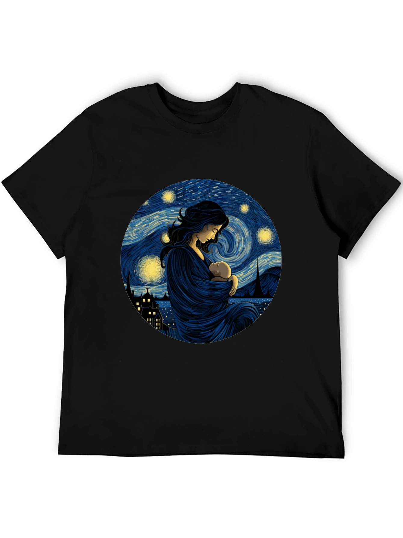 Starry Night Mother & Child Black Tee