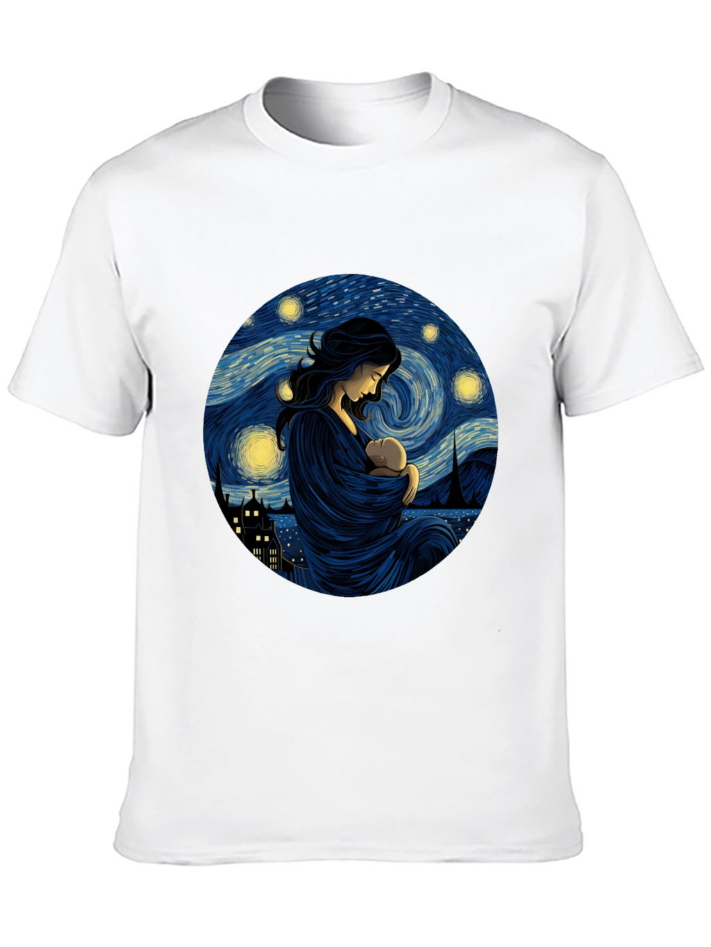 Starry Night Mother & Child Black Tee