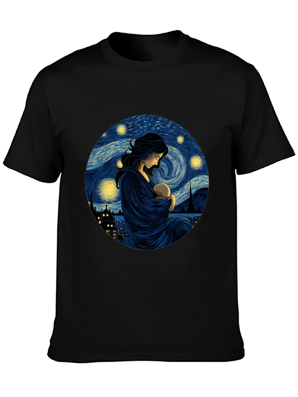 Starry Night Mother & Child Black Tee