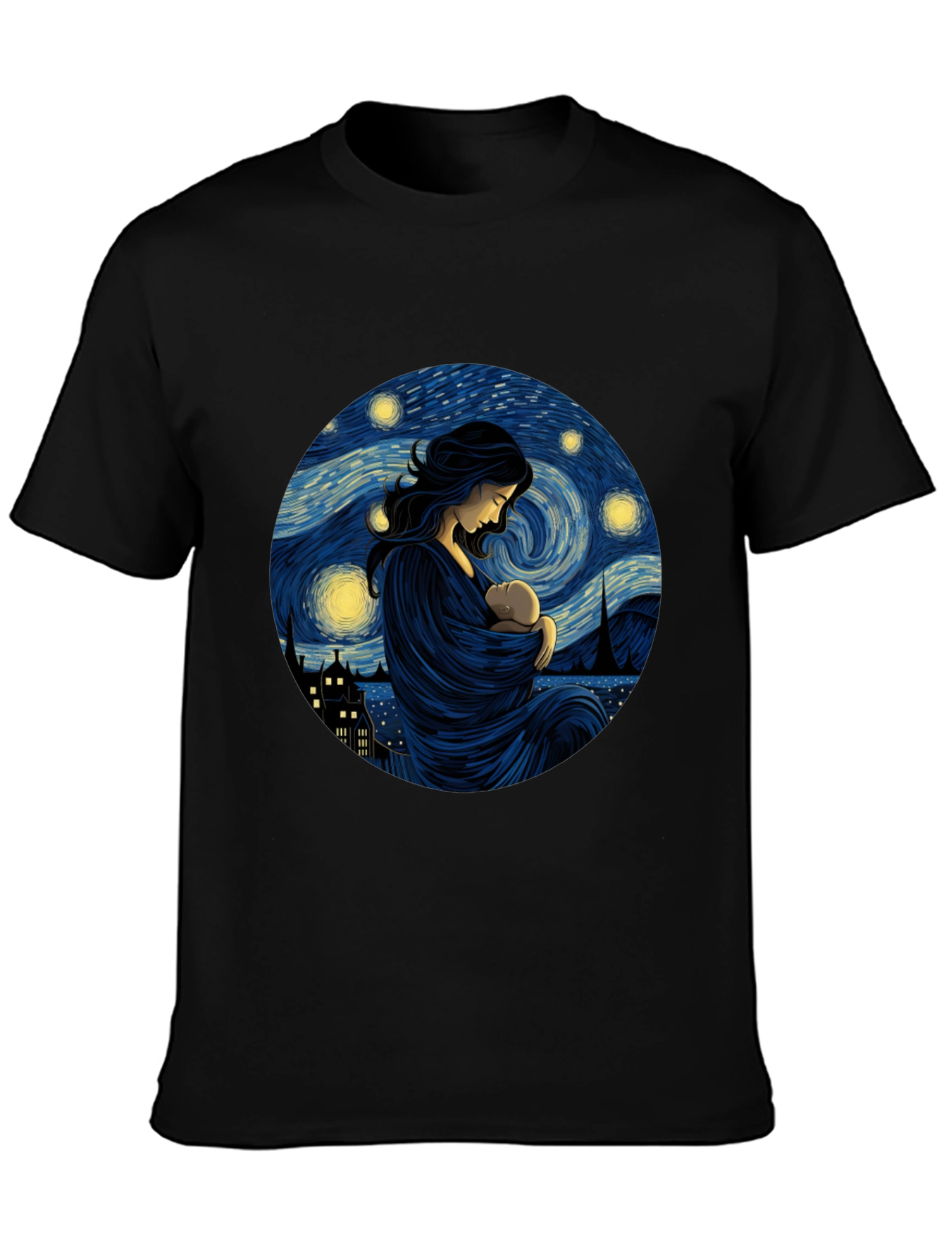 Starry Night Mother & Child Black Tee