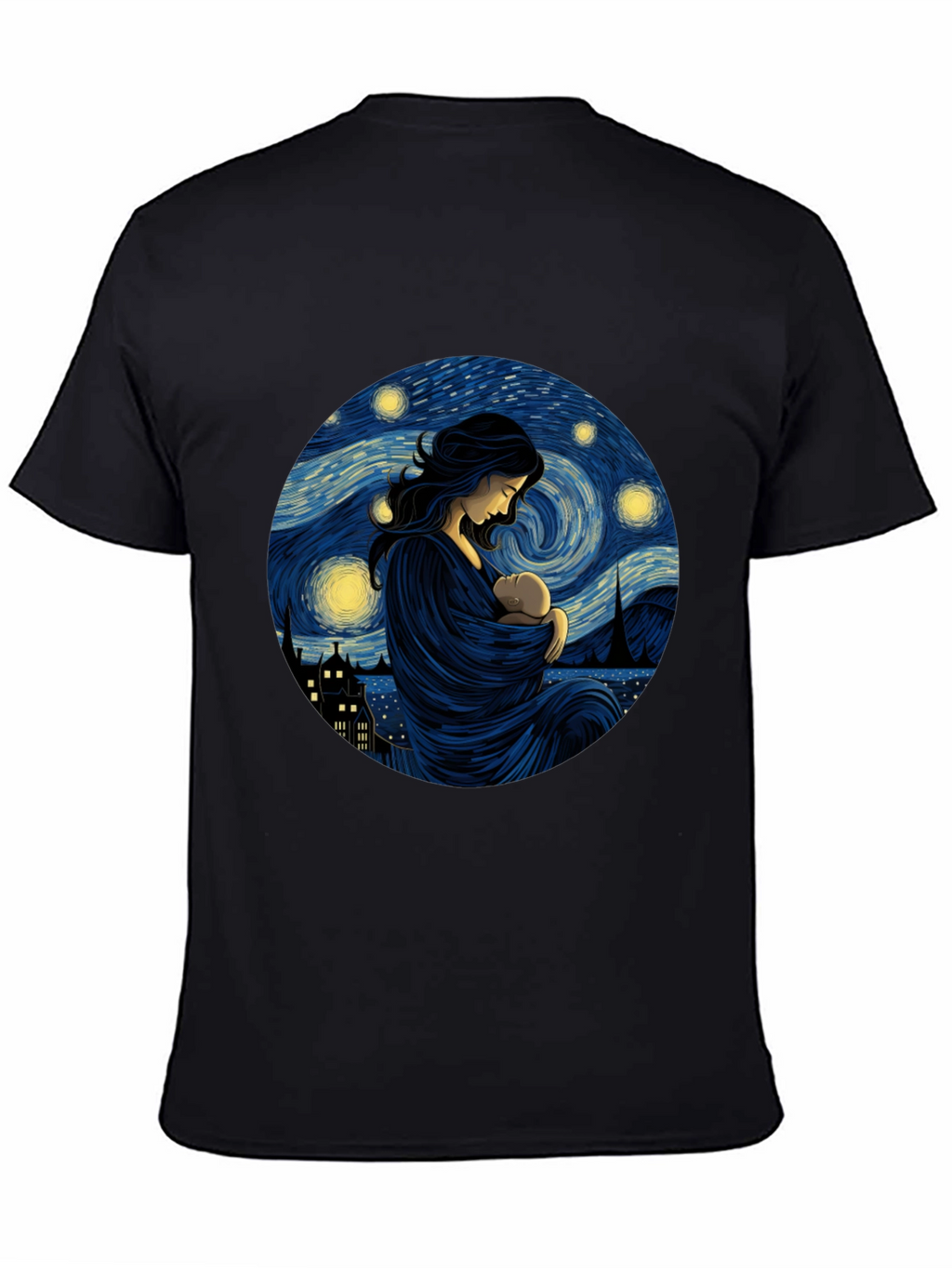 Starry Night Mother & Child Black Tee