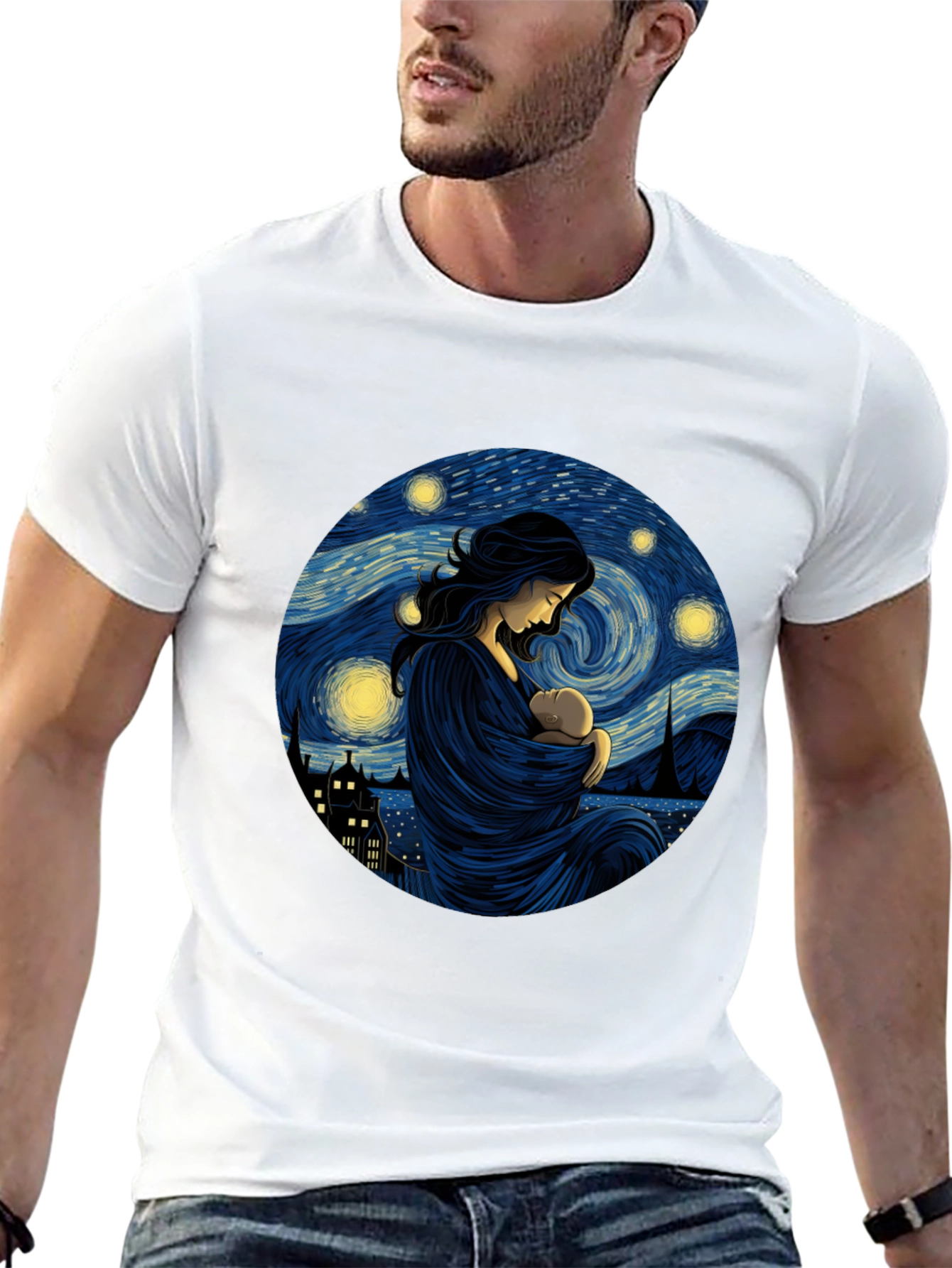 Starry Night Mother & Child Black Tee
