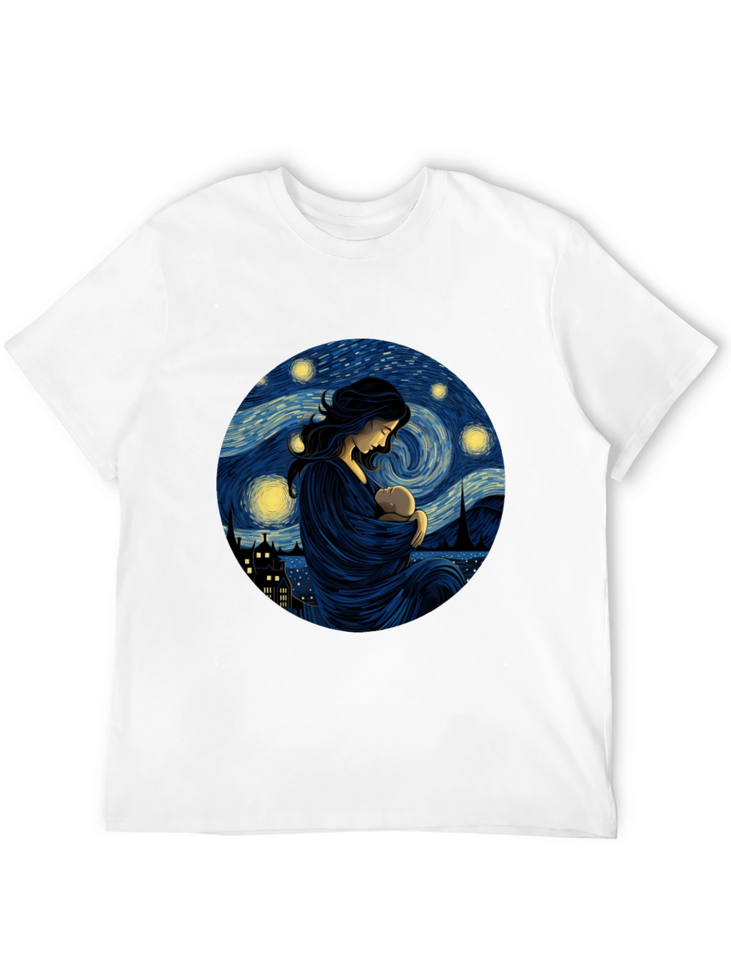 Starry Night Mother & Child Black Tee