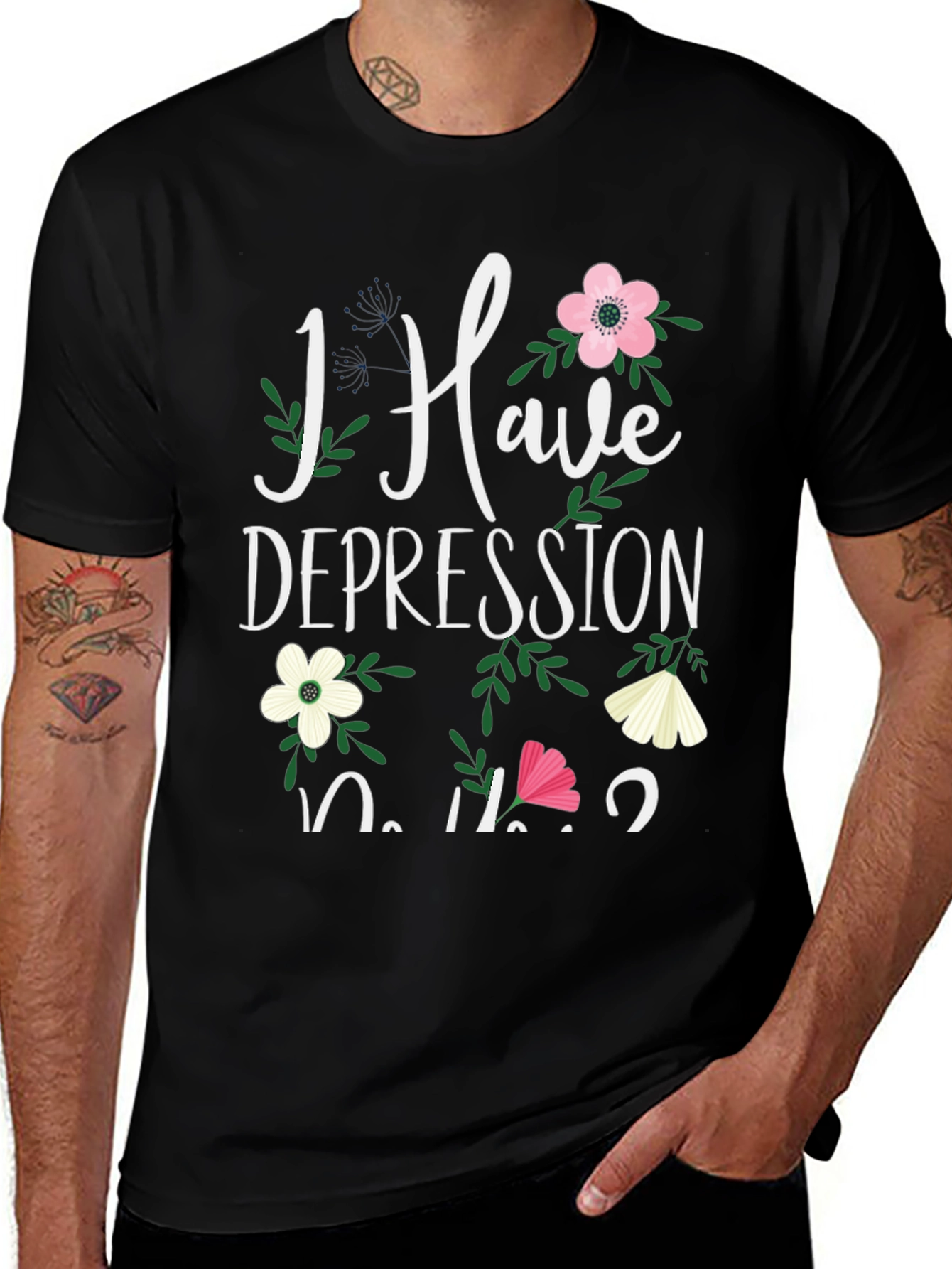 Floral Depression Awareness T-Shirt