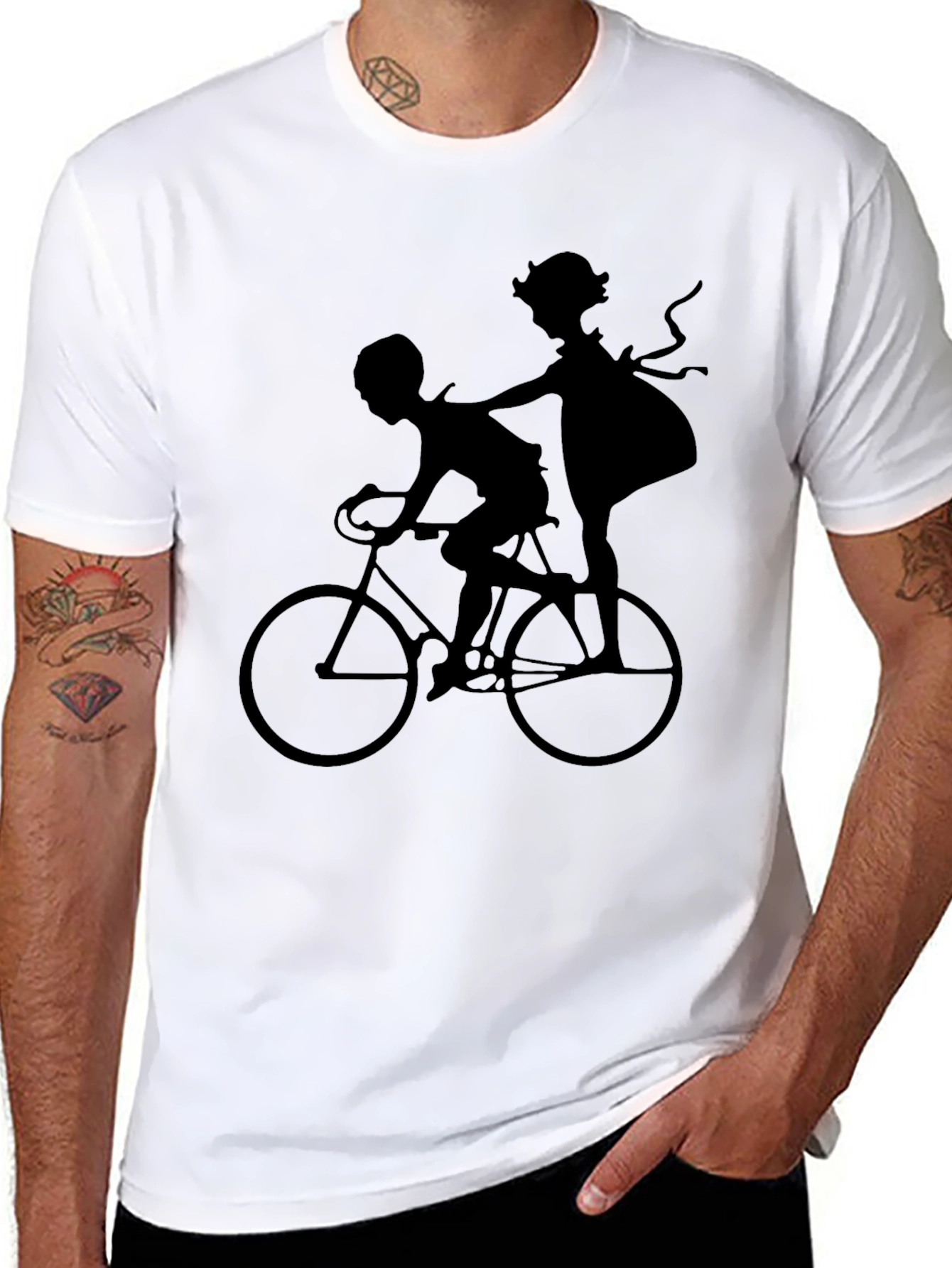 Silhouette Bike Ride Graphic Tee - Unisex Black Shirt