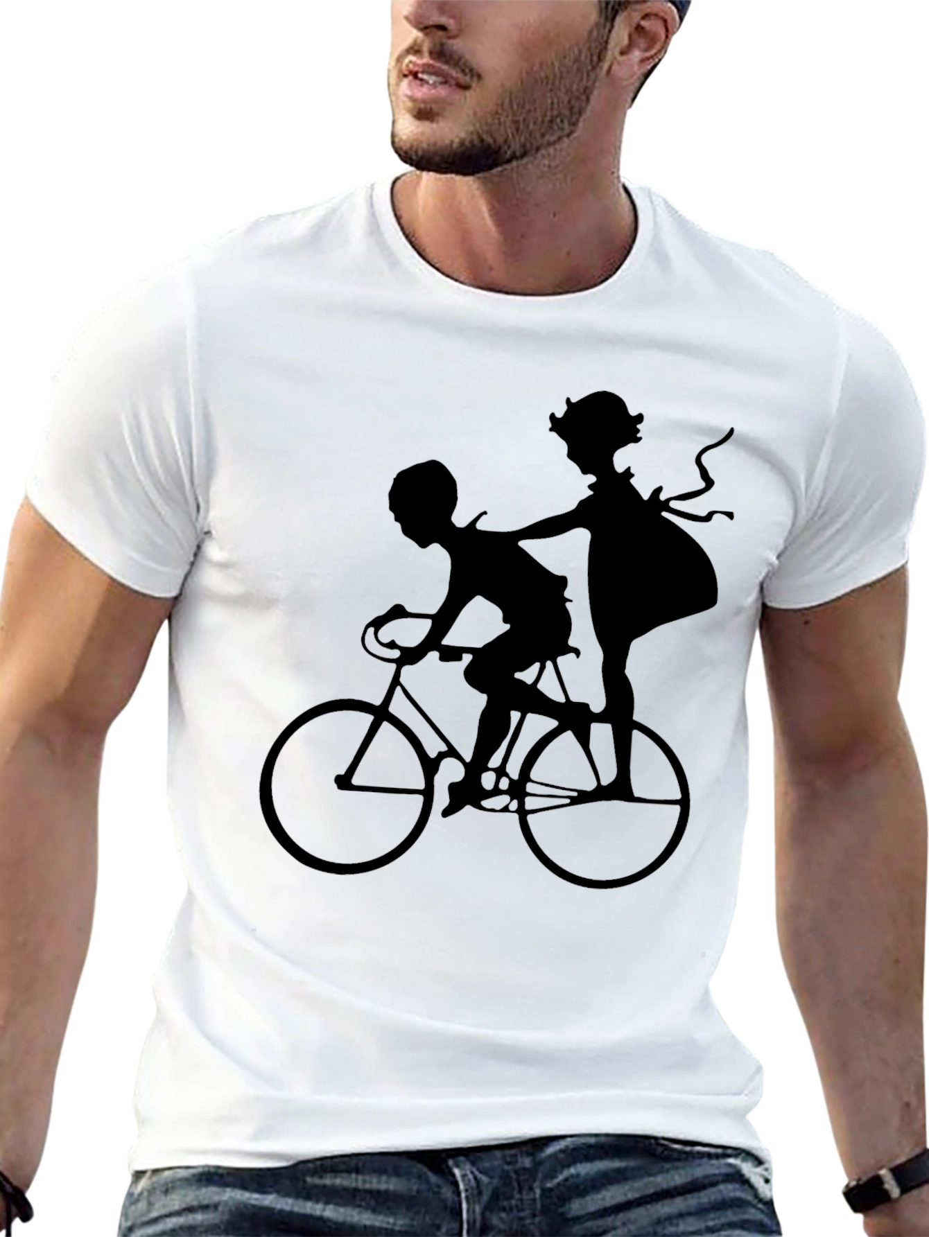 Silhouette Bike Ride Graphic Tee - Unisex Black Shirt