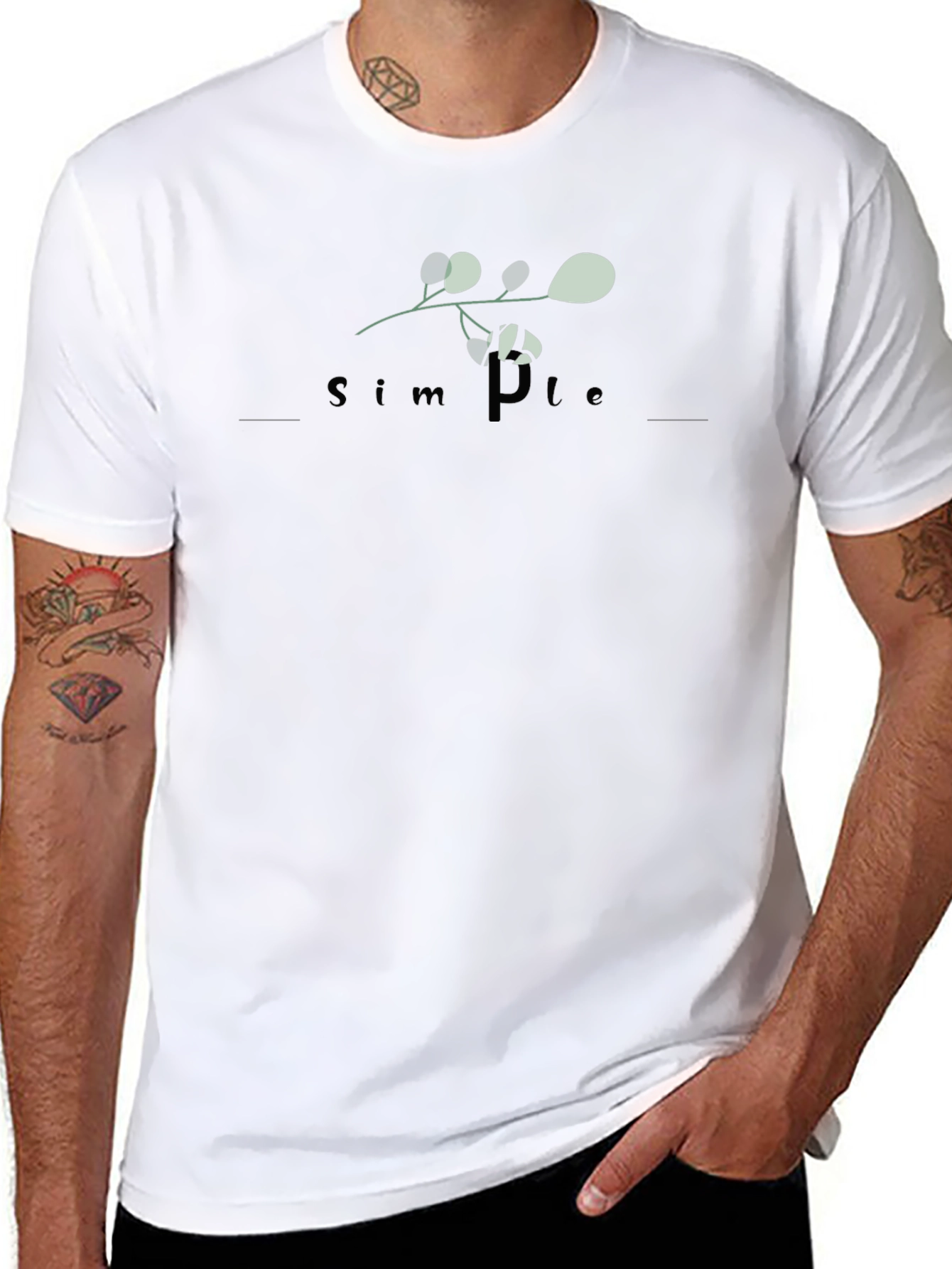 Simple Plant Design Black T-Shirt