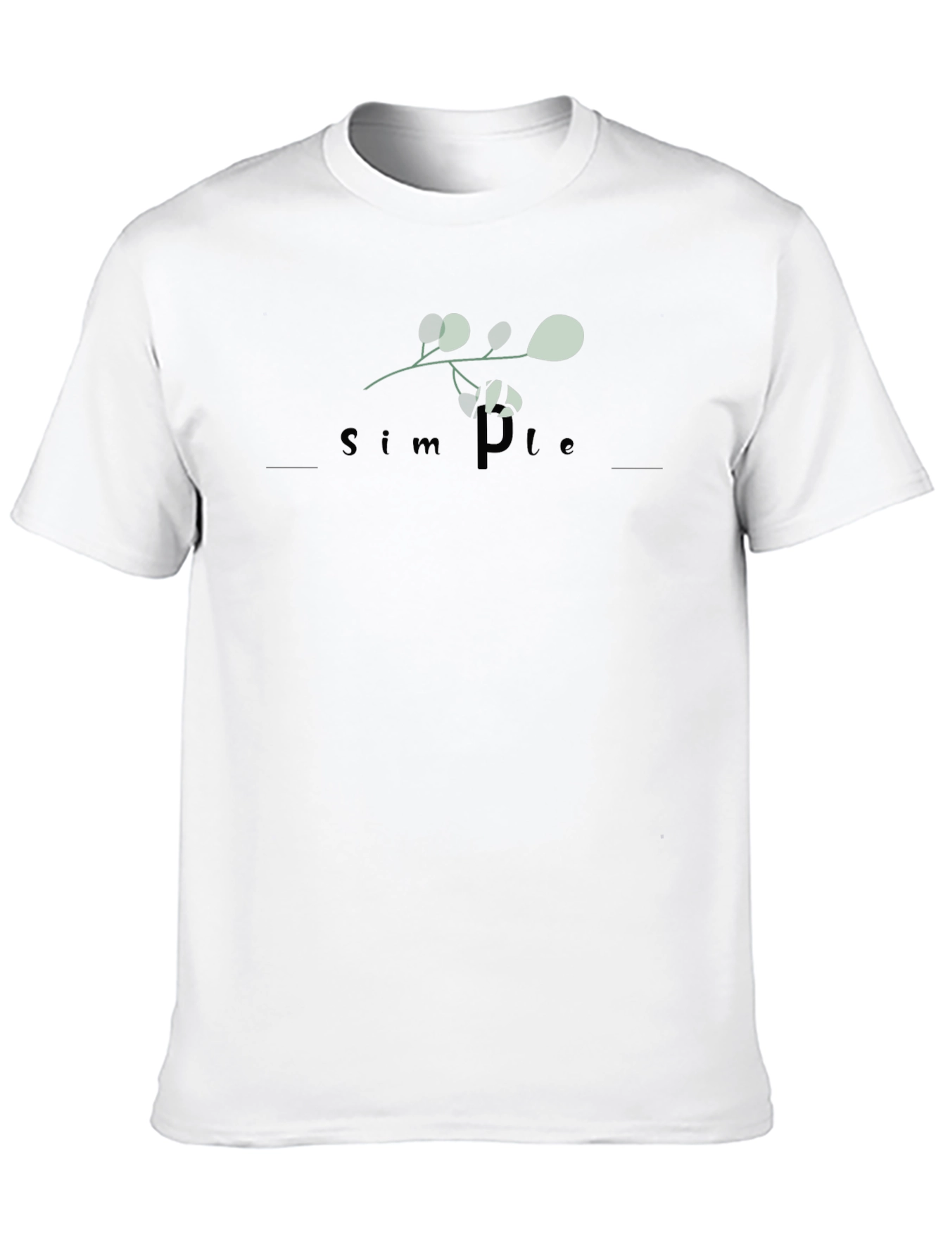 Simple Plant Design Black T-Shirt