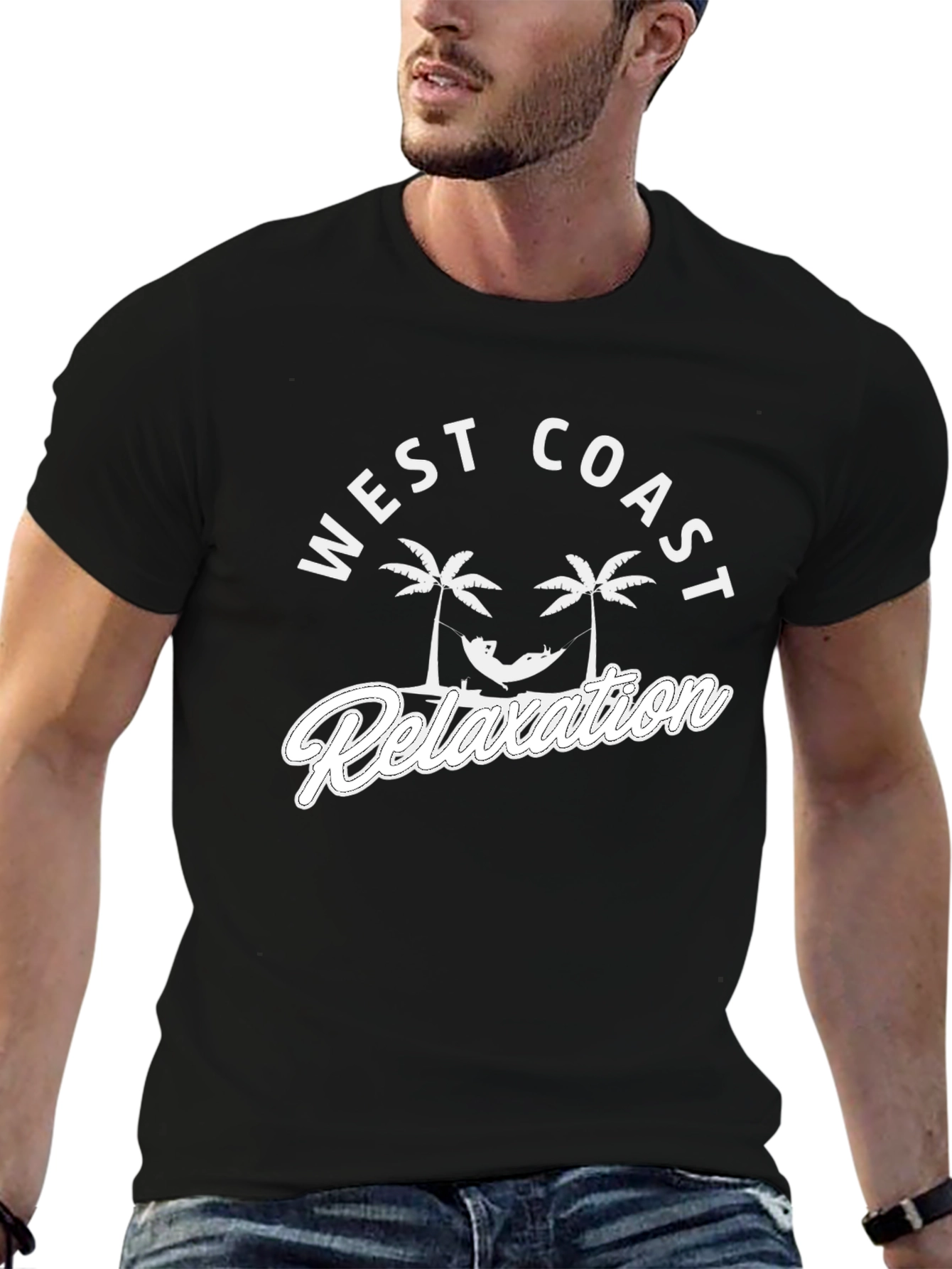 West Coast Relaxation T-Shirt - Black Cotton Tee