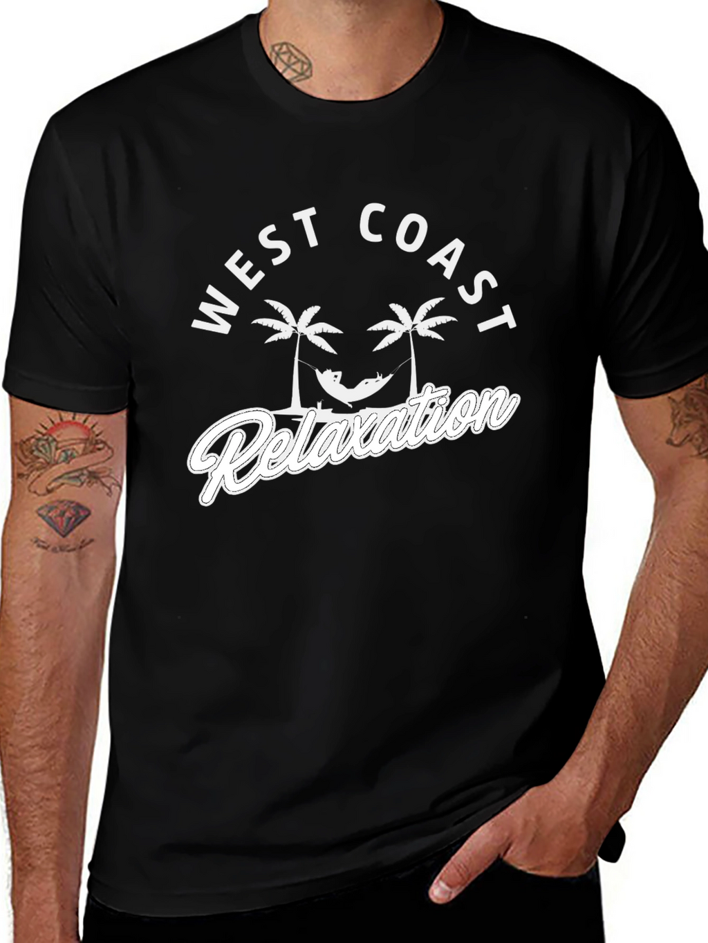 West Coast Relaxation T-Shirt - Black Cotton Tee