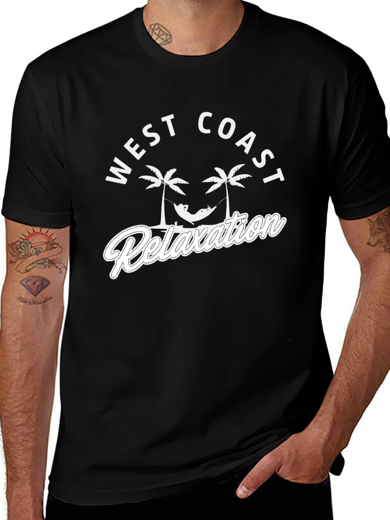 West Coast Relaxation T-Shirt - Black Cotton Tee