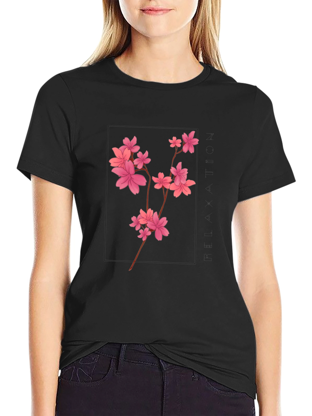 Cherry Blossom T-Shirt - Black Graphic Tee