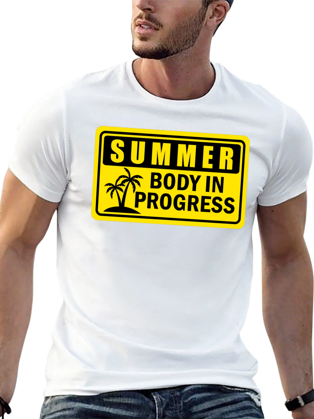 Summer Body in Progress Black Graphic T-Shirt
