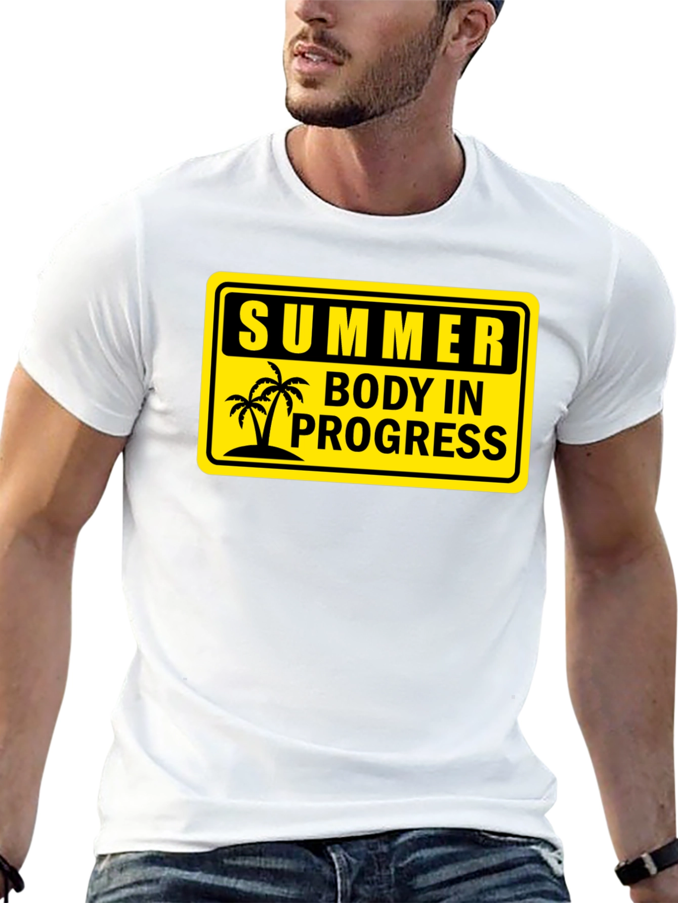 Summer Body in Progress Black Graphic T-Shirt