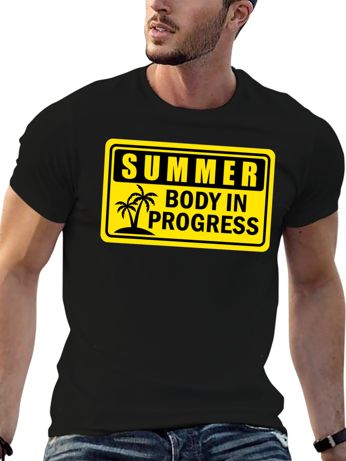 Summer Body in Progress Black Graphic T-Shirt