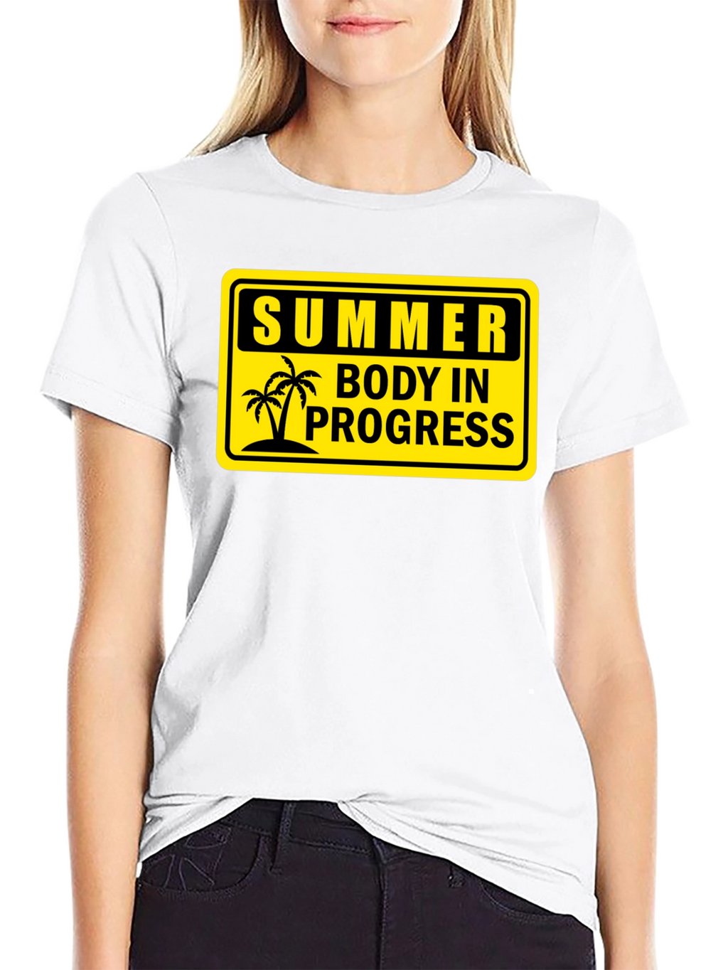Summer Body in Progress Black Graphic T-Shirt