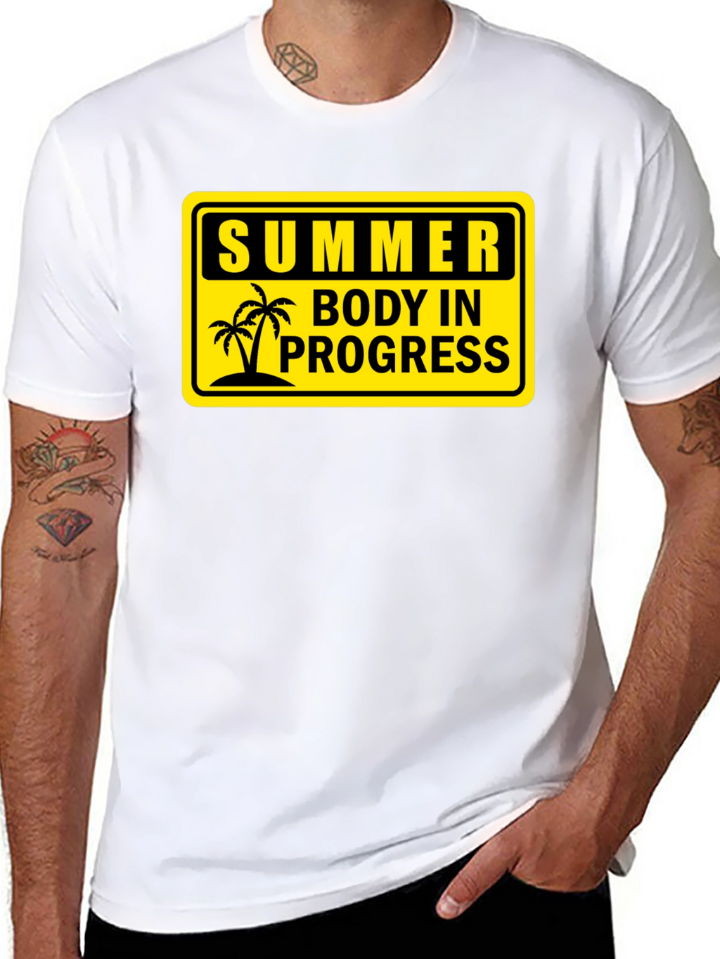 Summer Body in Progress Black Graphic T-Shirt