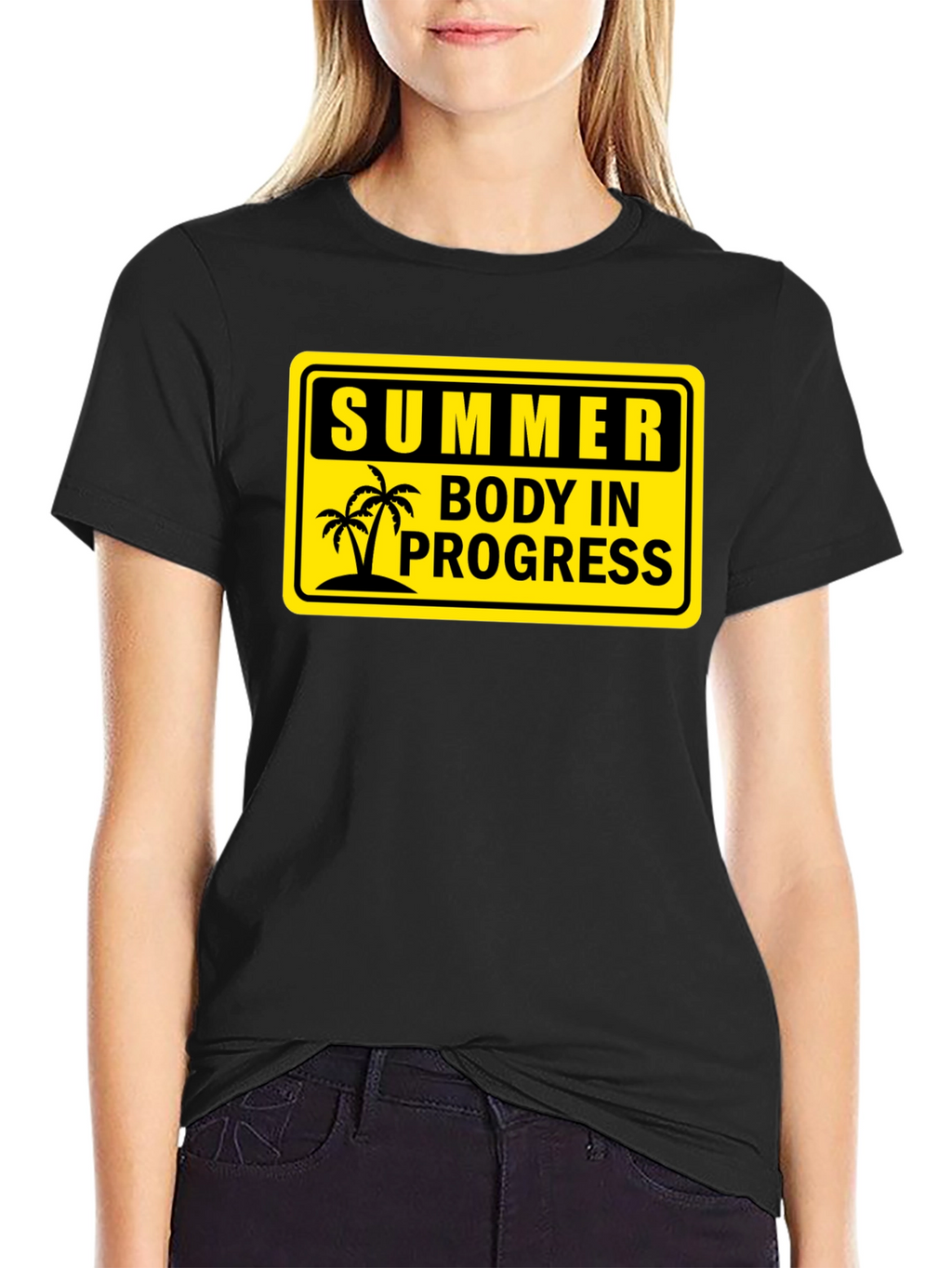 Summer Body in Progress Black Graphic T-Shirt