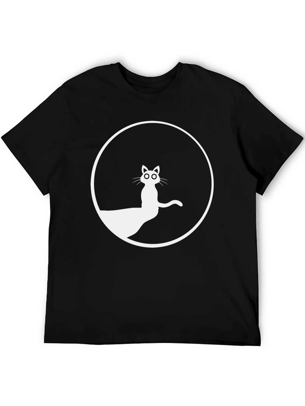 Black T-Shirt with Cat Circle Graphic