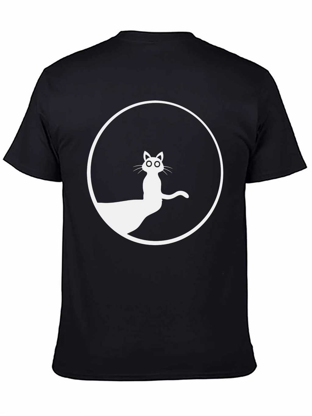 Black T-Shirt with Cat Circle Graphic