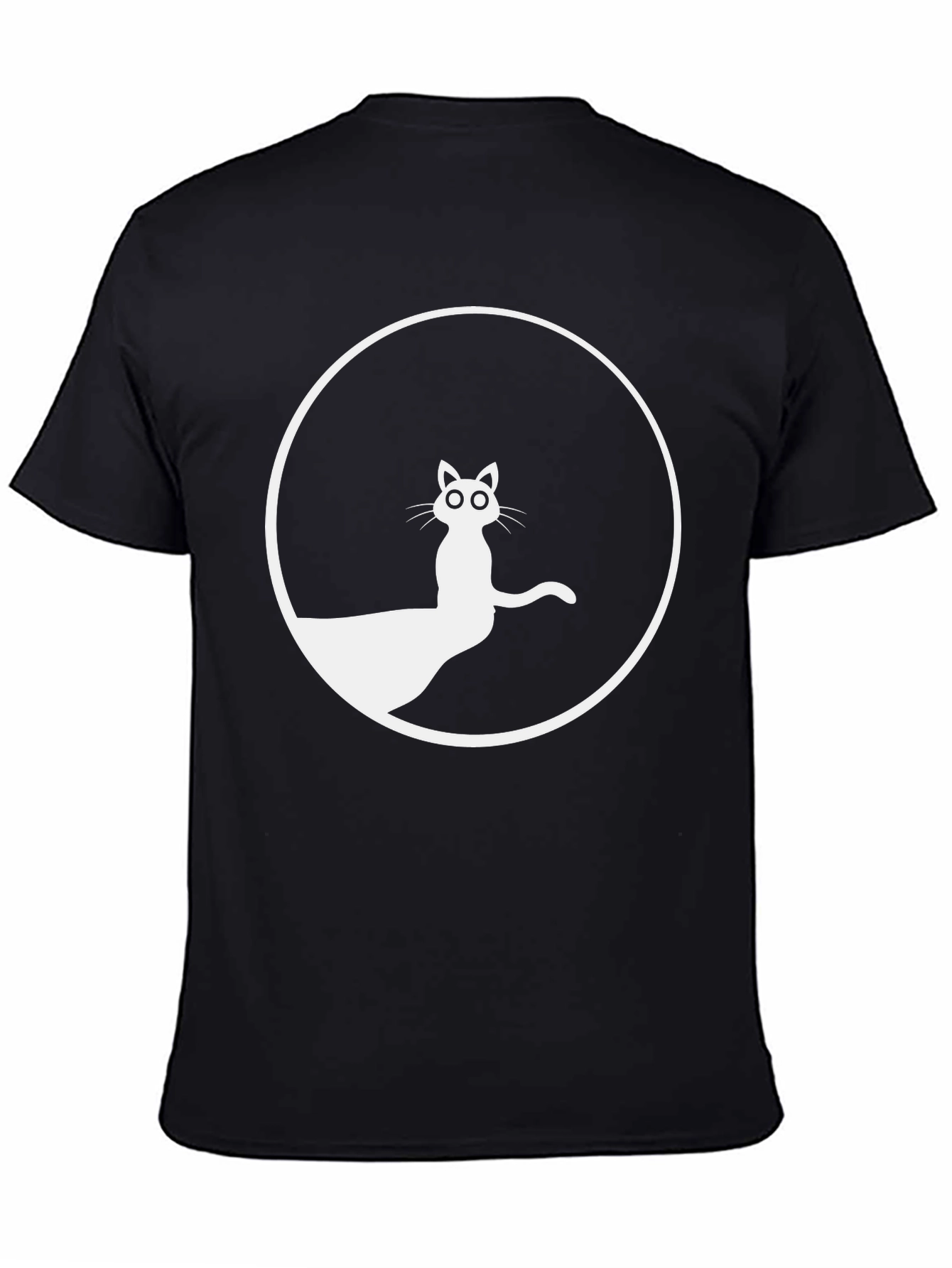 Black T-Shirt with Cat Circle Graphic
