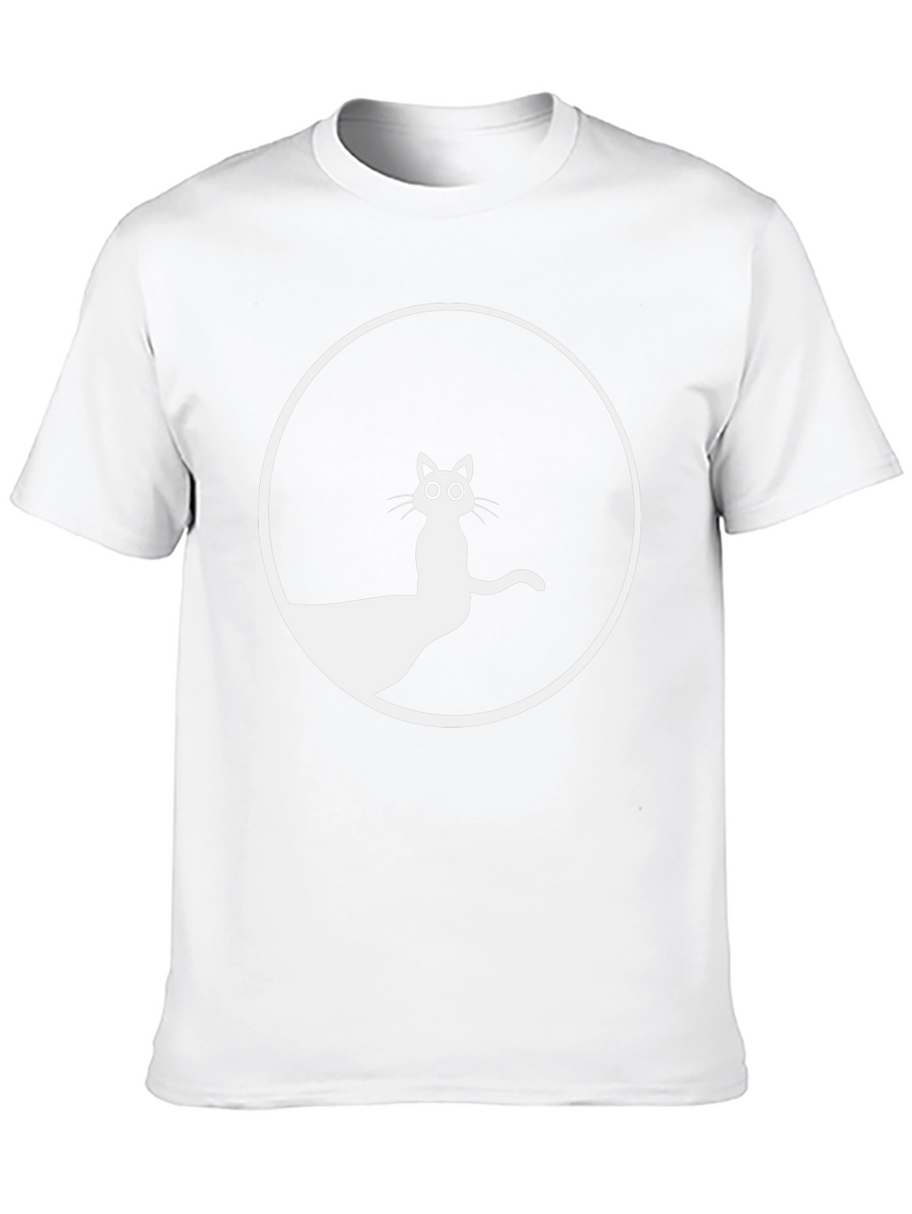 Black T-Shirt with Cat Circle Graphic