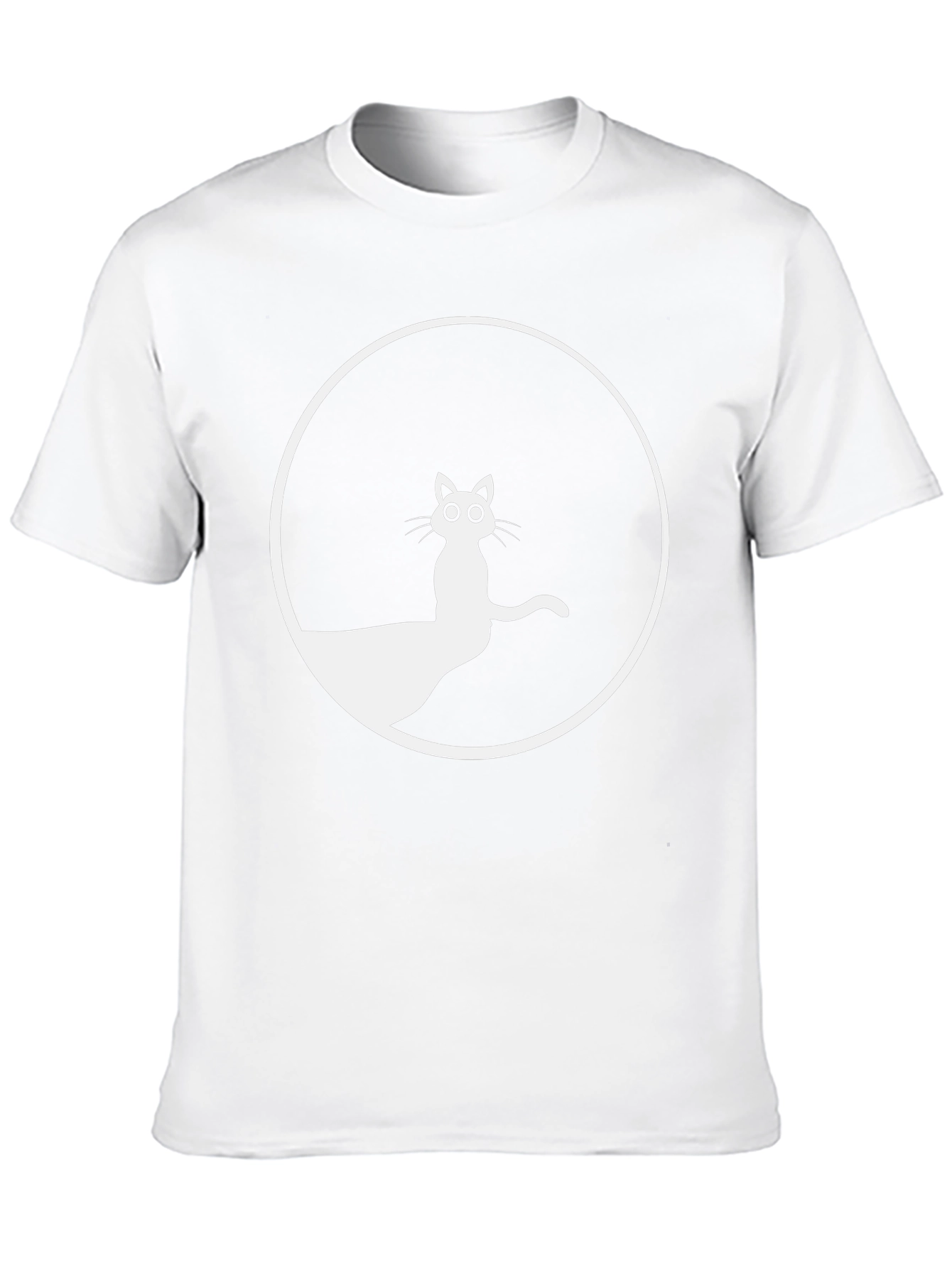 Black T-Shirt with Cat Circle Graphic