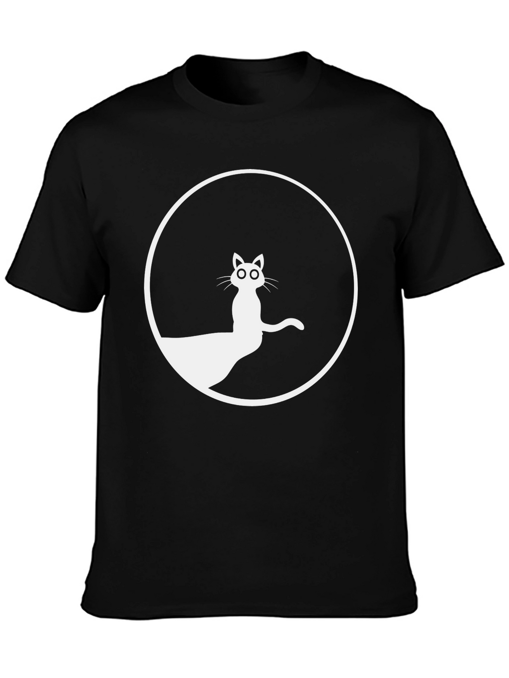 Black T-Shirt with Cat Circle Graphic
