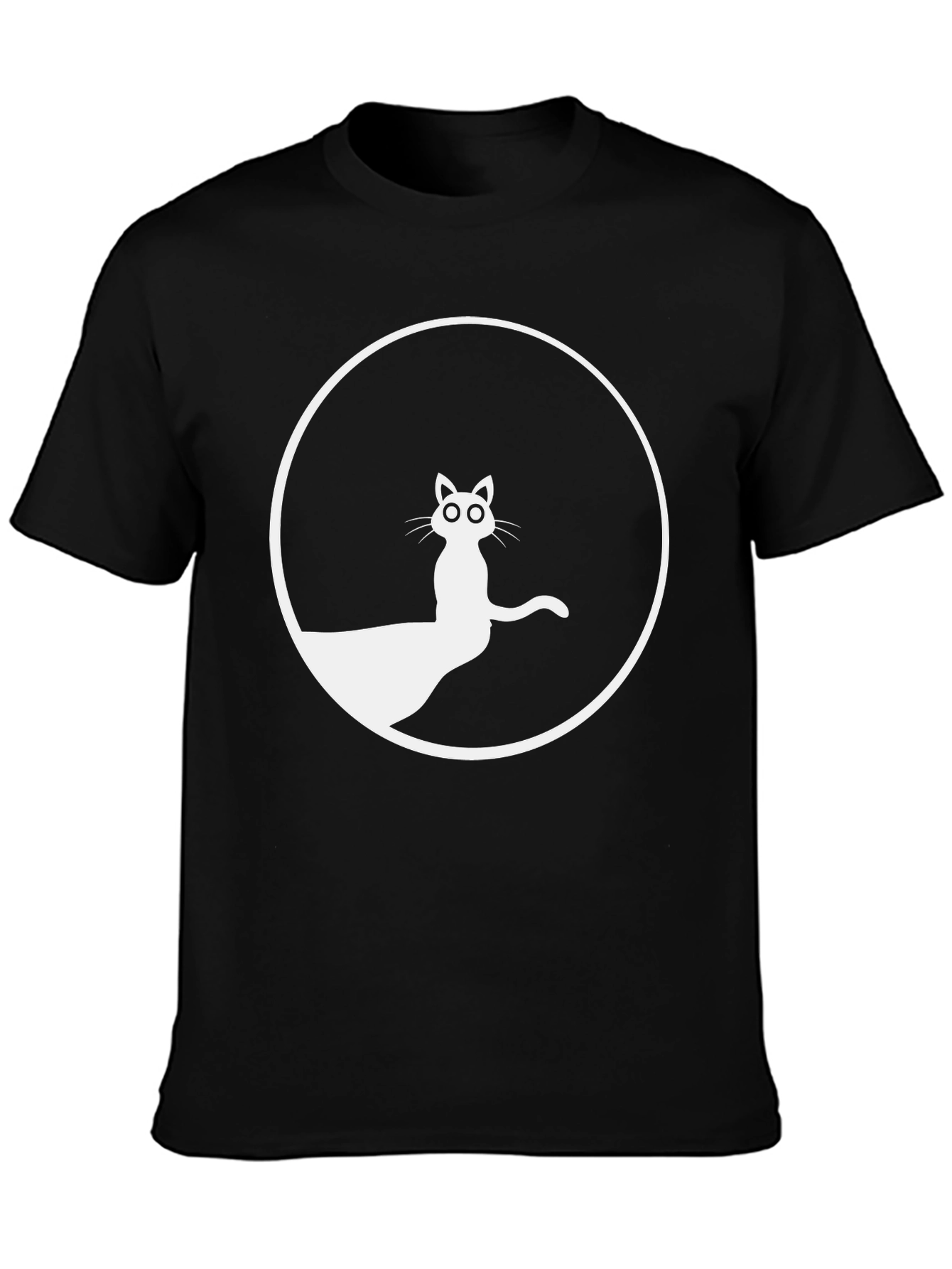 Black T-Shirt with Cat Circle Graphic