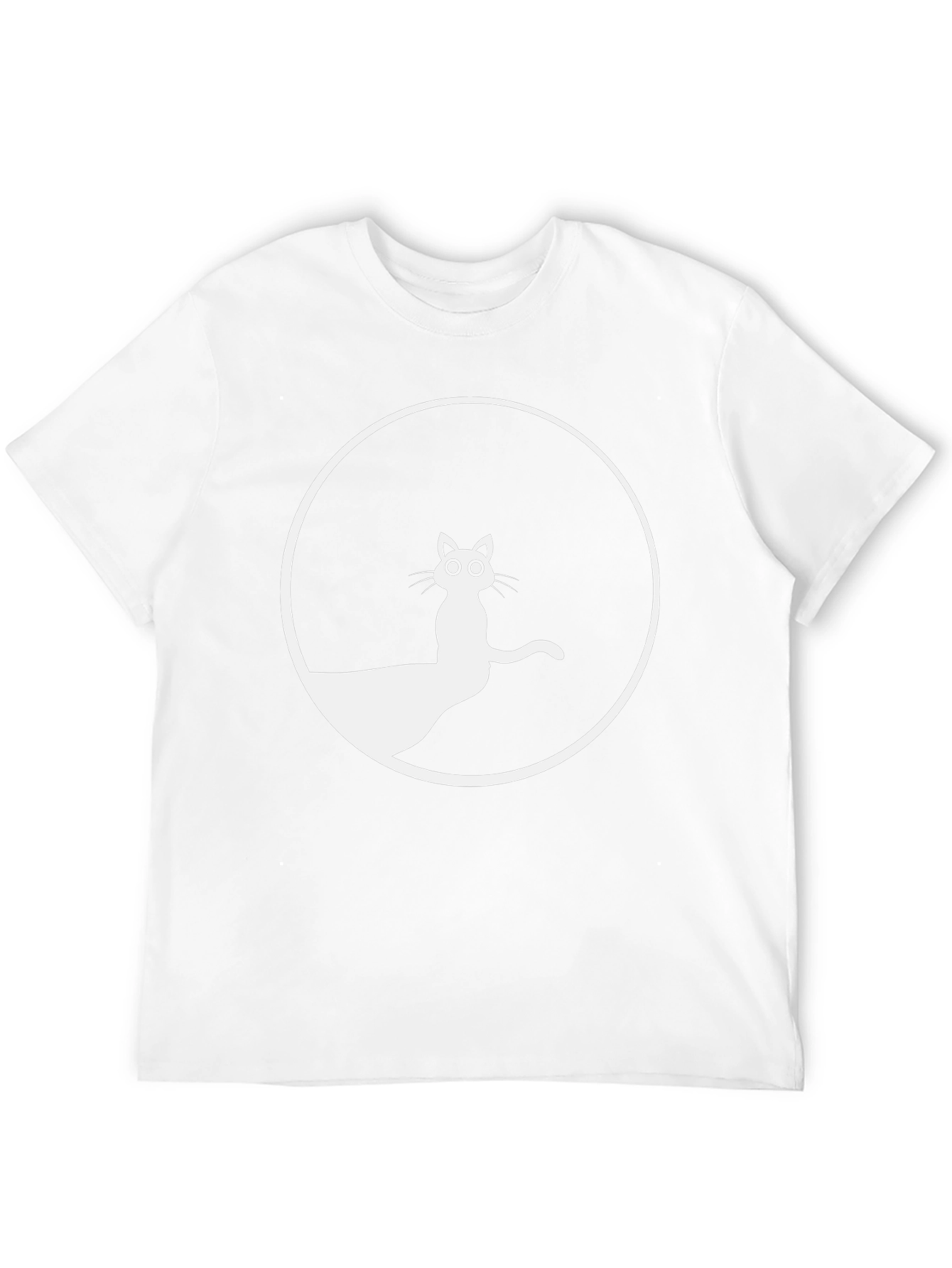 Black T-Shirt with Cat Circle Graphic
