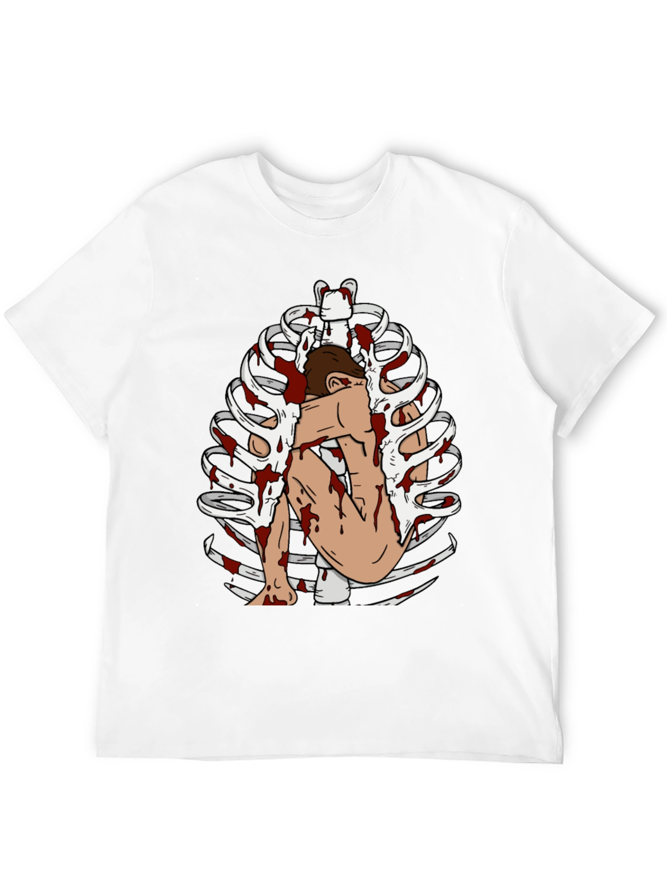 Bloody Rib Cage Graphic Tee - Edgy Unique Design