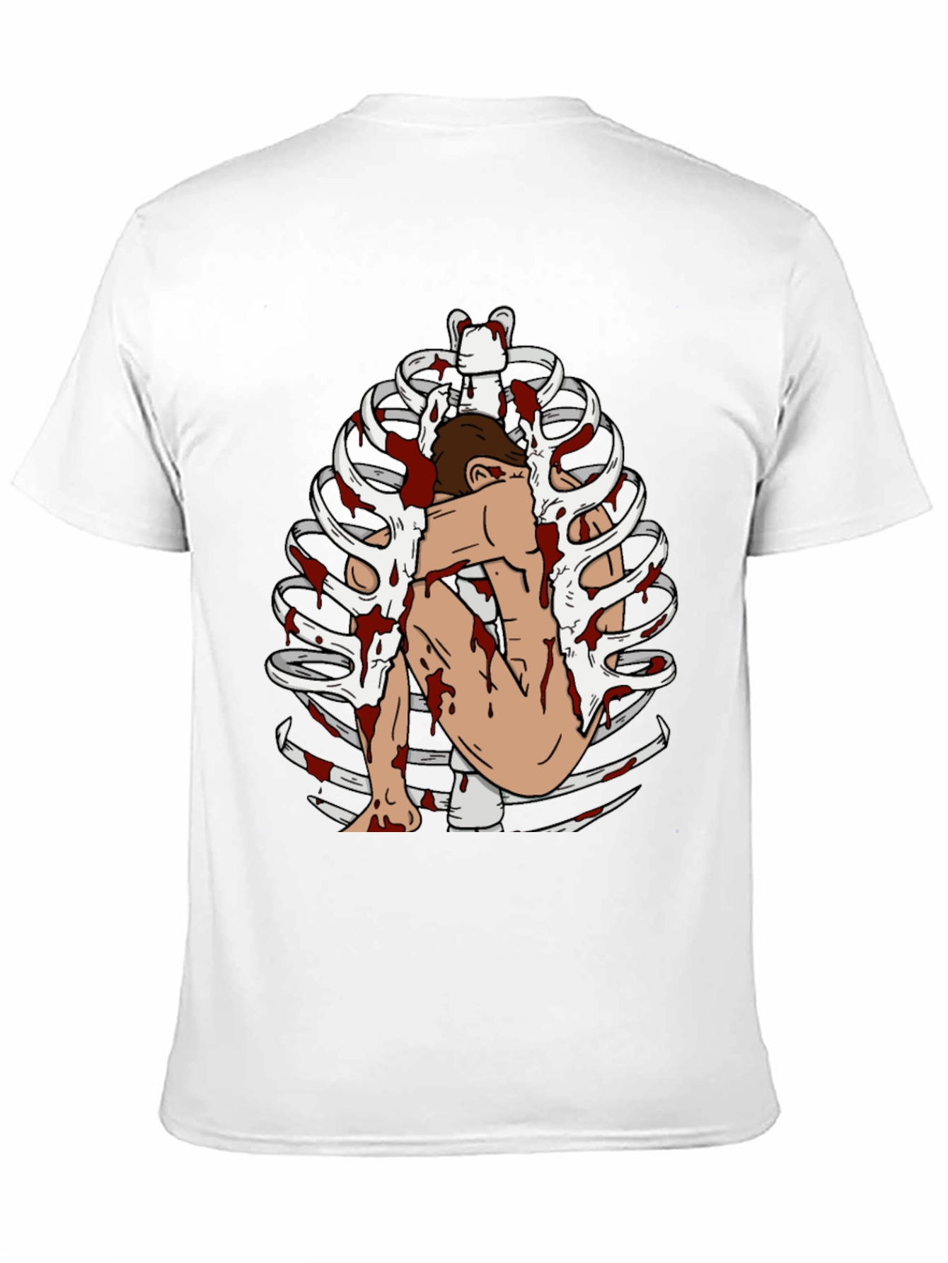 Bloody Rib Cage Graphic Tee - Edgy Unique Design