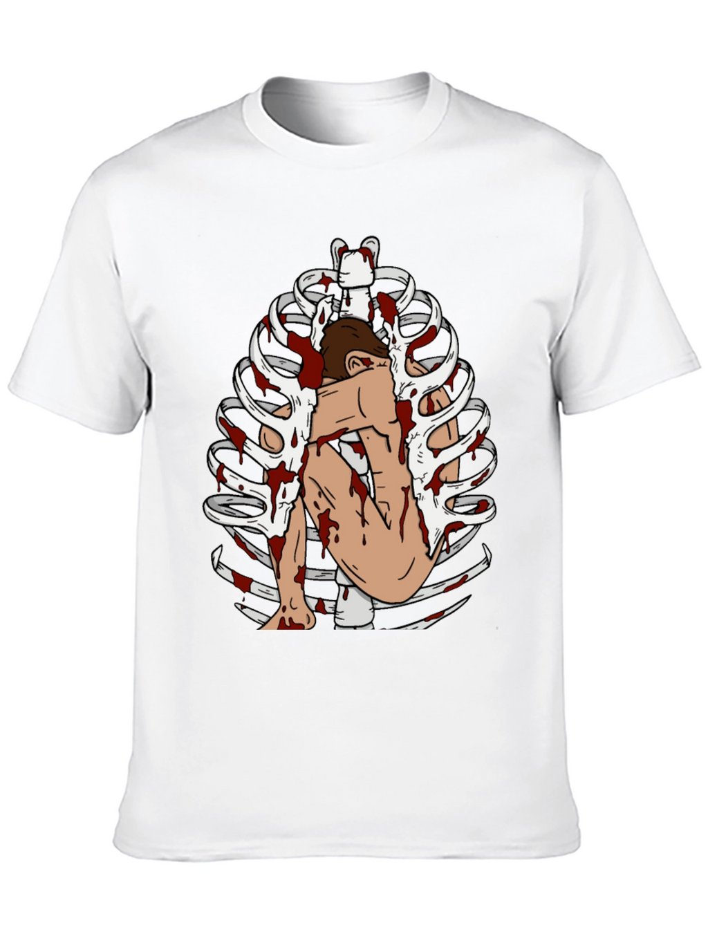 Bloody Rib Cage Graphic Tee - Edgy Unique Design