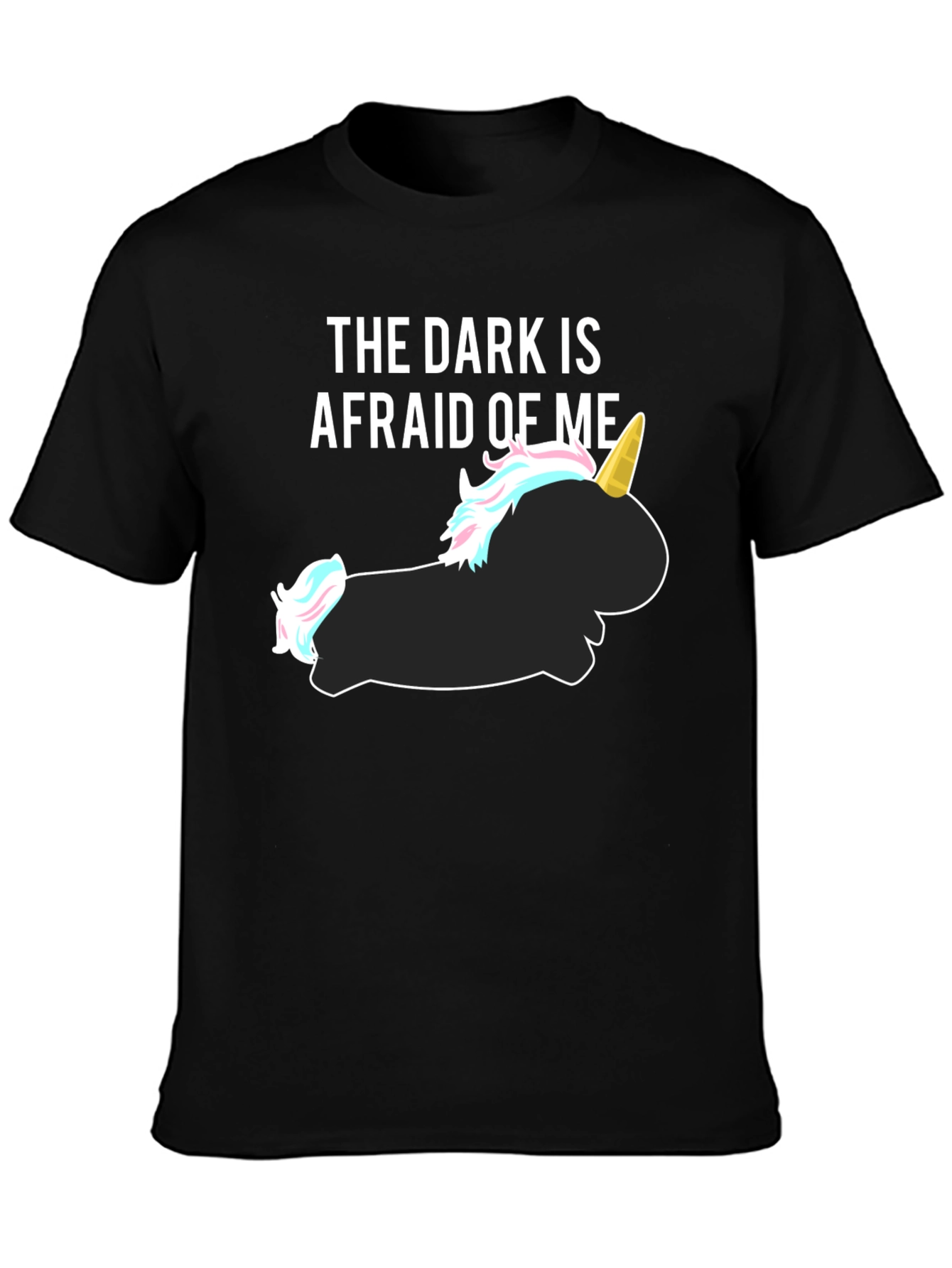 The Dark Is Afraid of Me Funny Unicorn T-Shirt
