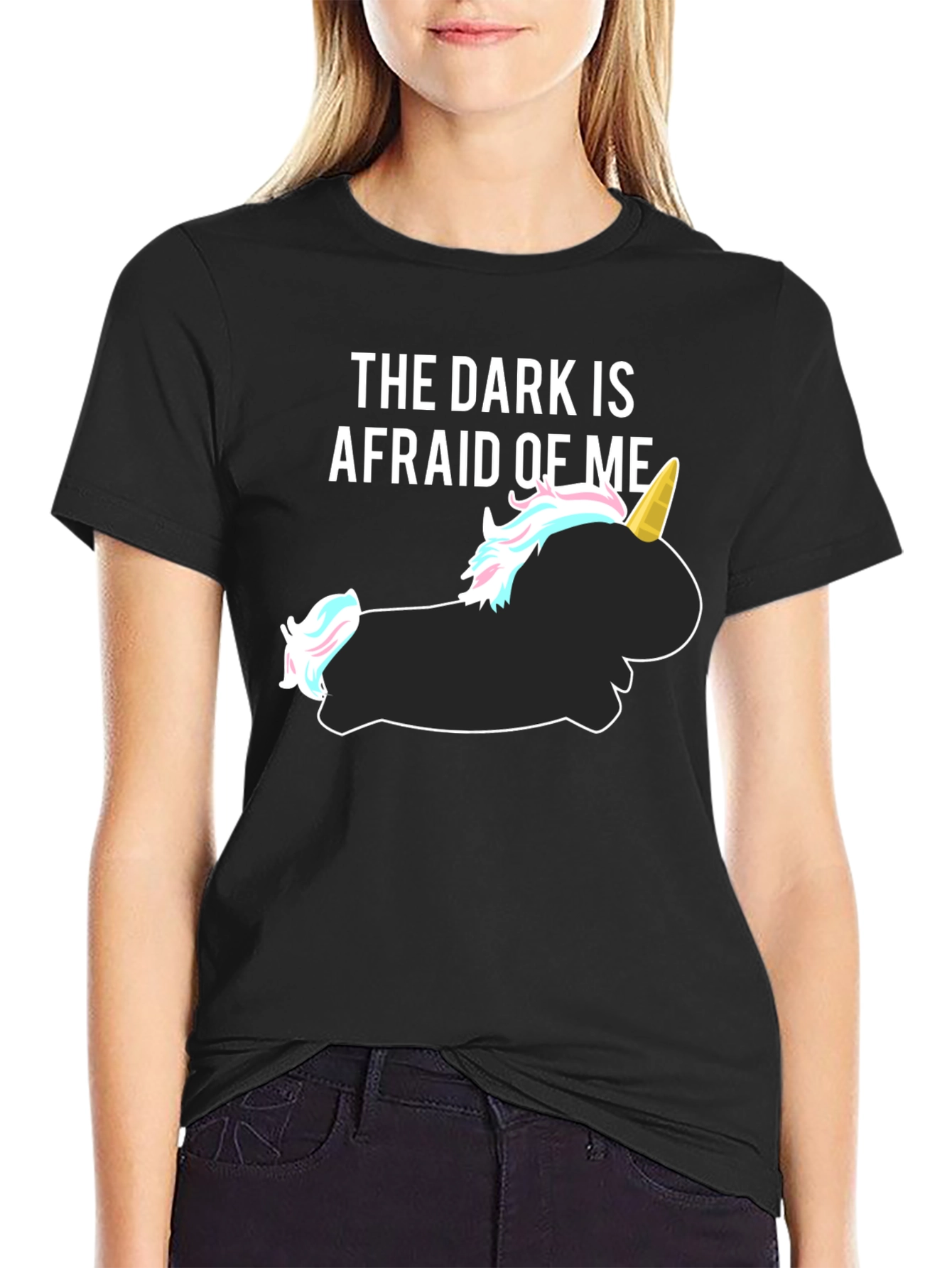 The Dark Is Afraid of Me Funny Unicorn T-Shirt