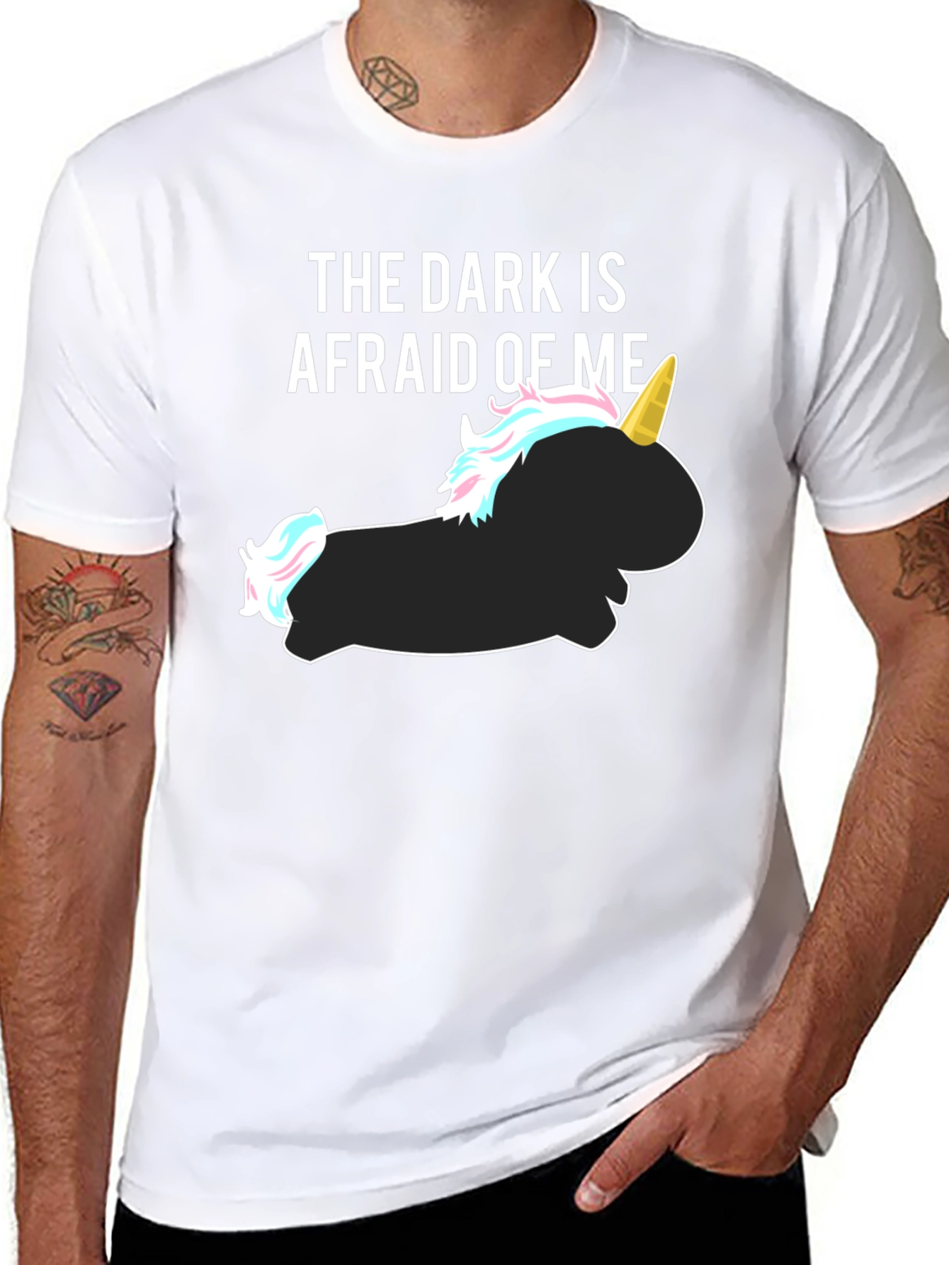 The Dark Is Afraid of Me Funny Unicorn T-Shirt