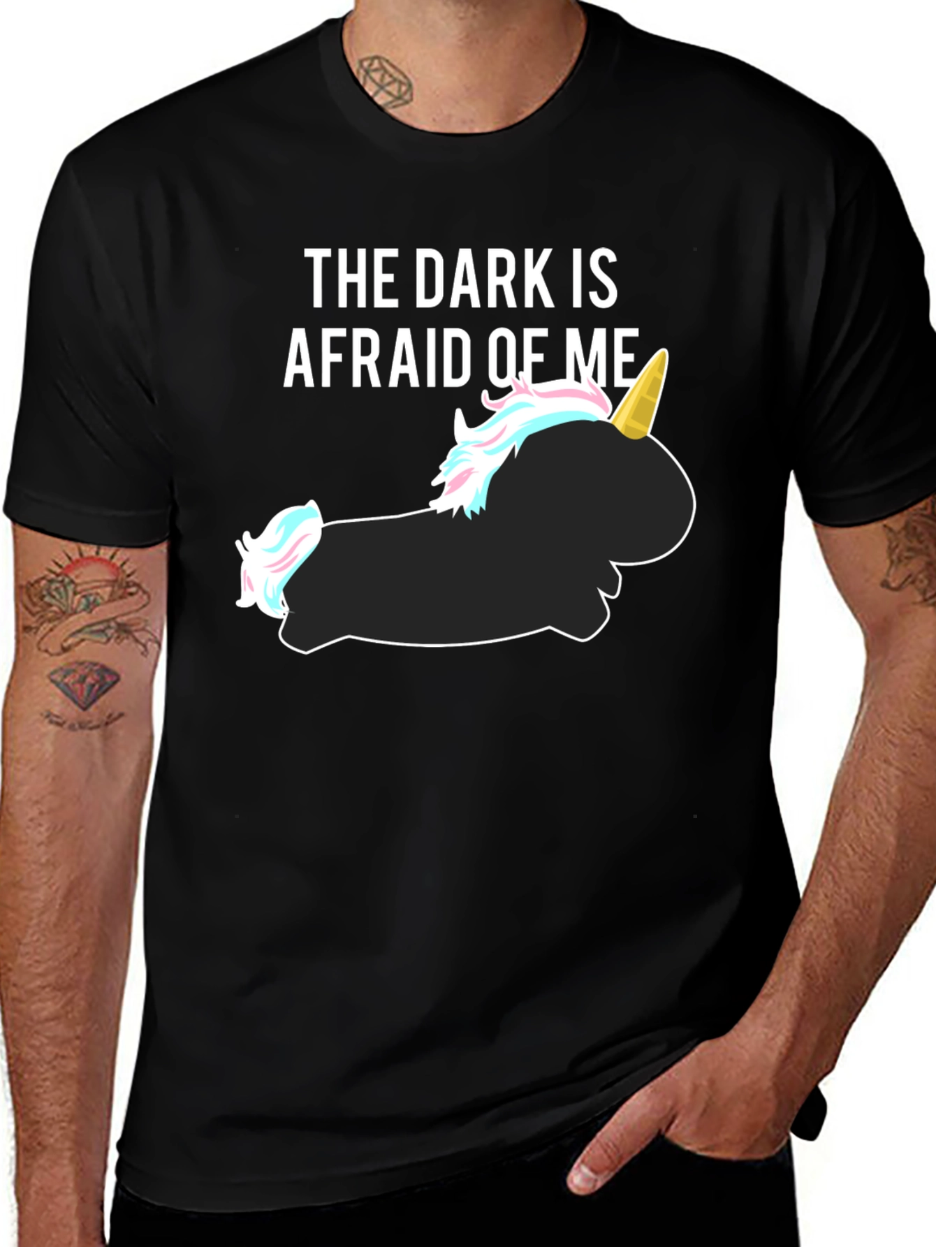 The Dark Is Afraid of Me Funny Unicorn T-Shirt