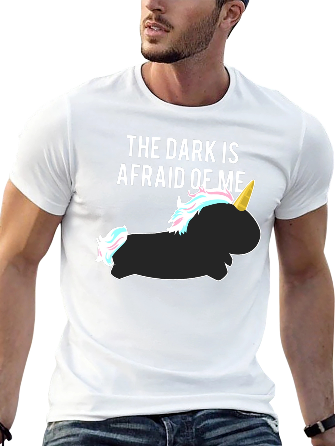 The Dark Is Afraid of Me Funny Unicorn T-Shirt