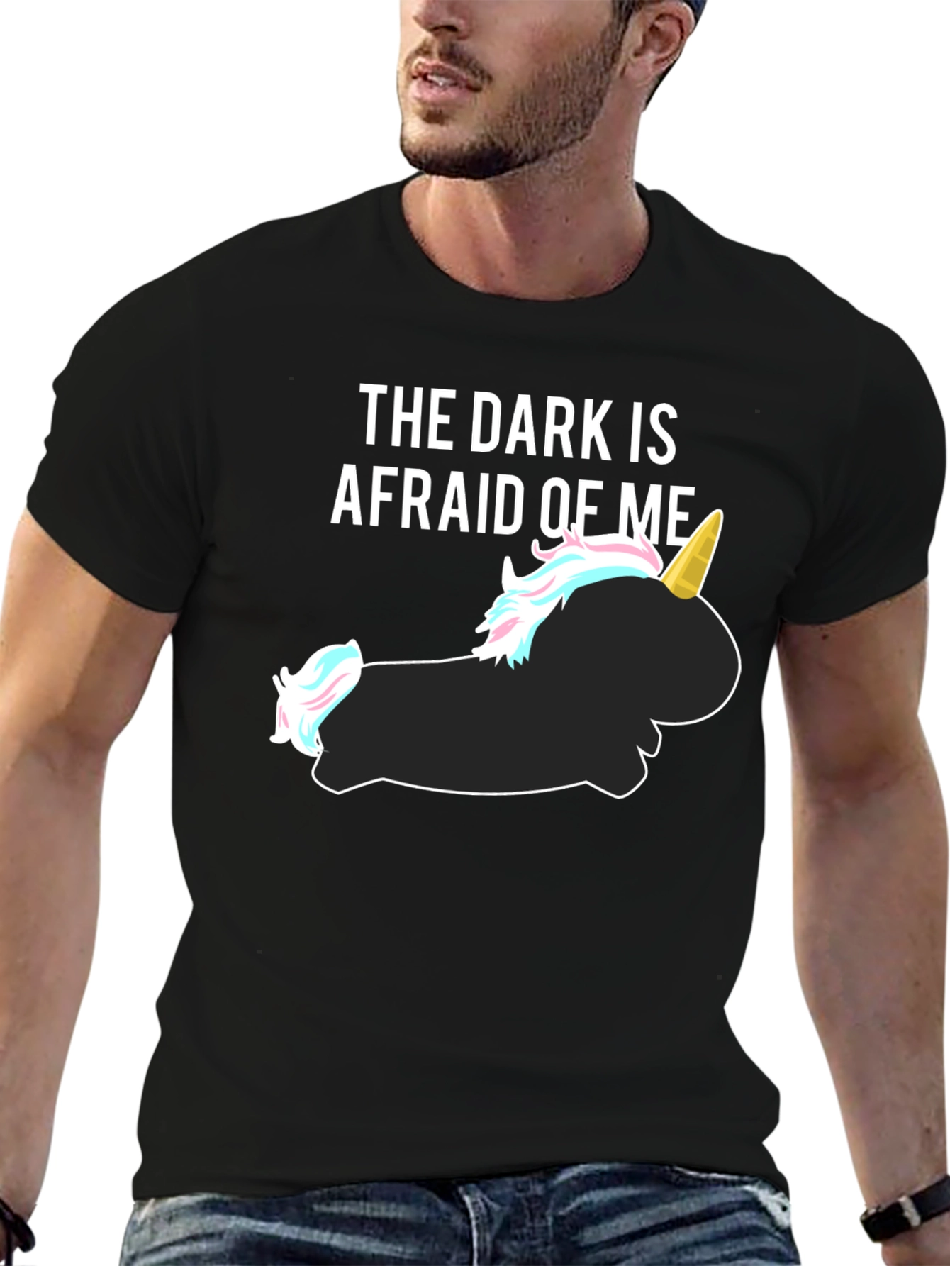 The Dark Is Afraid of Me Funny Unicorn T-Shirt