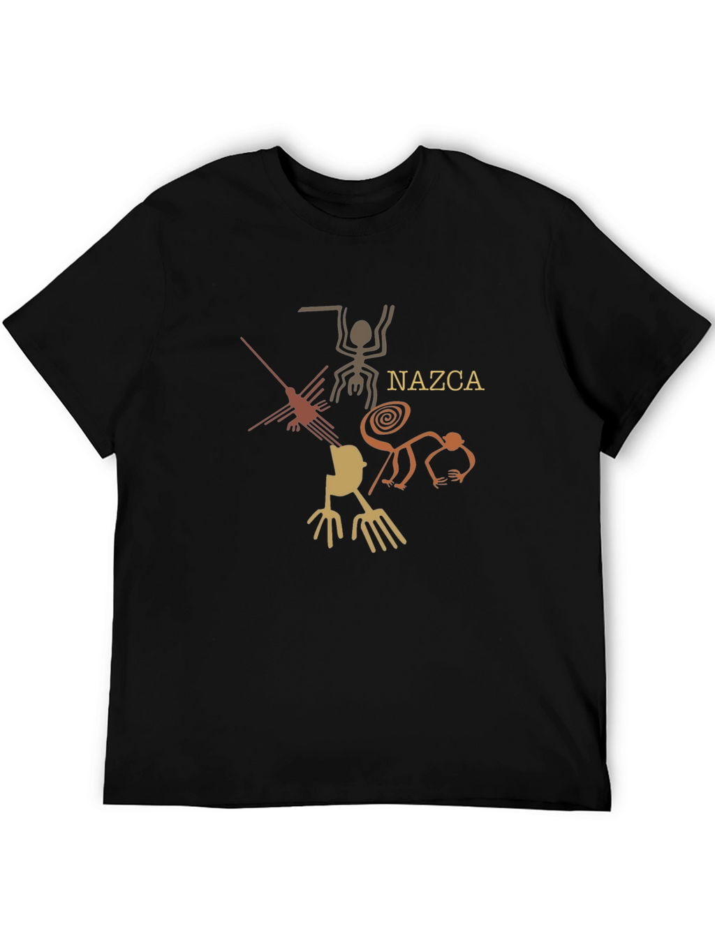 Nazca Lines Graphic Tee - Black Cotton T-Shirt