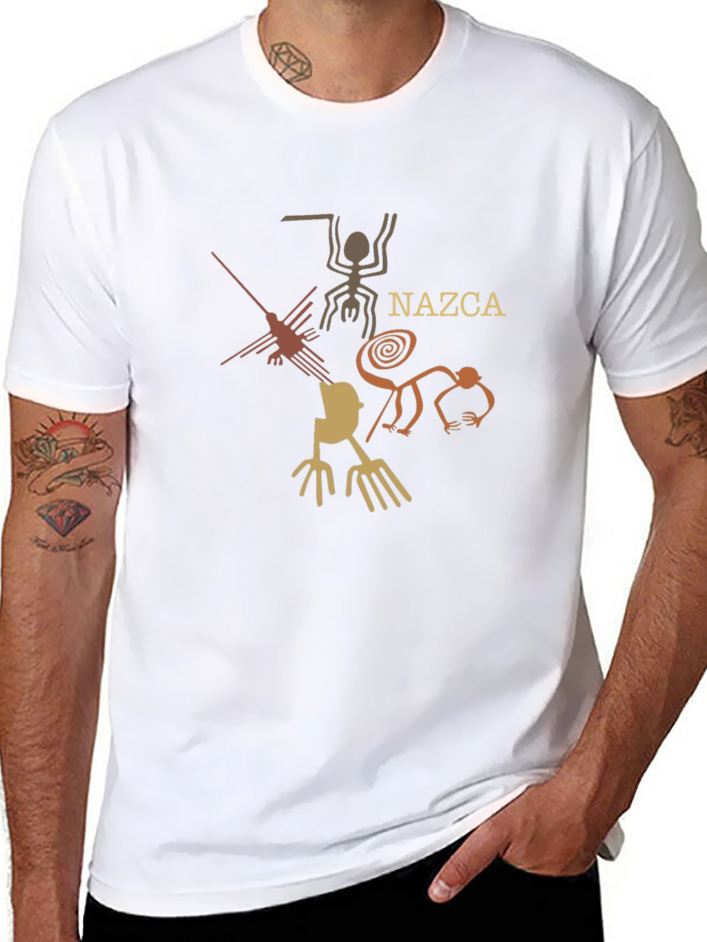 Nazca Lines Graphic Tee - Black Cotton T-Shirt