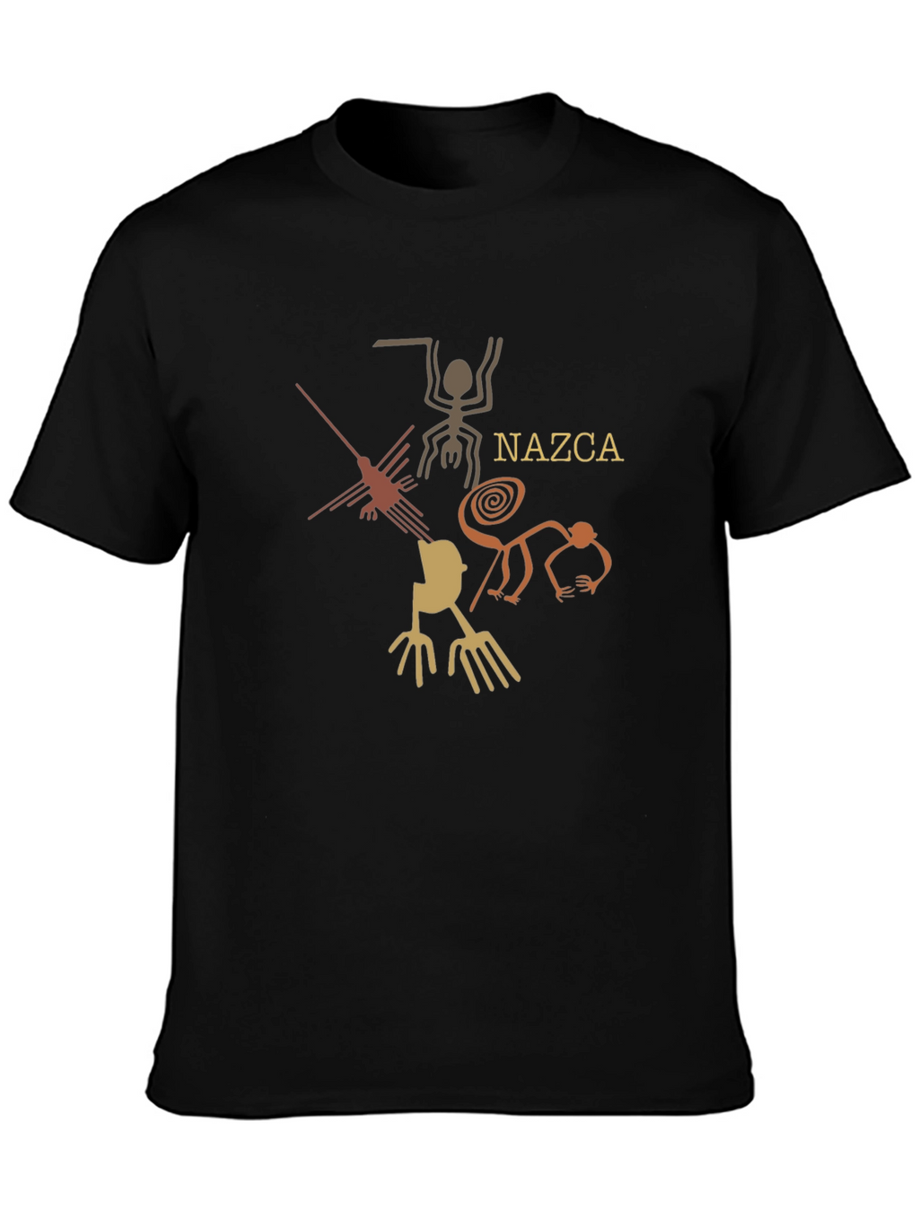 Nazca Lines Graphic Tee - Black Cotton T-Shirt