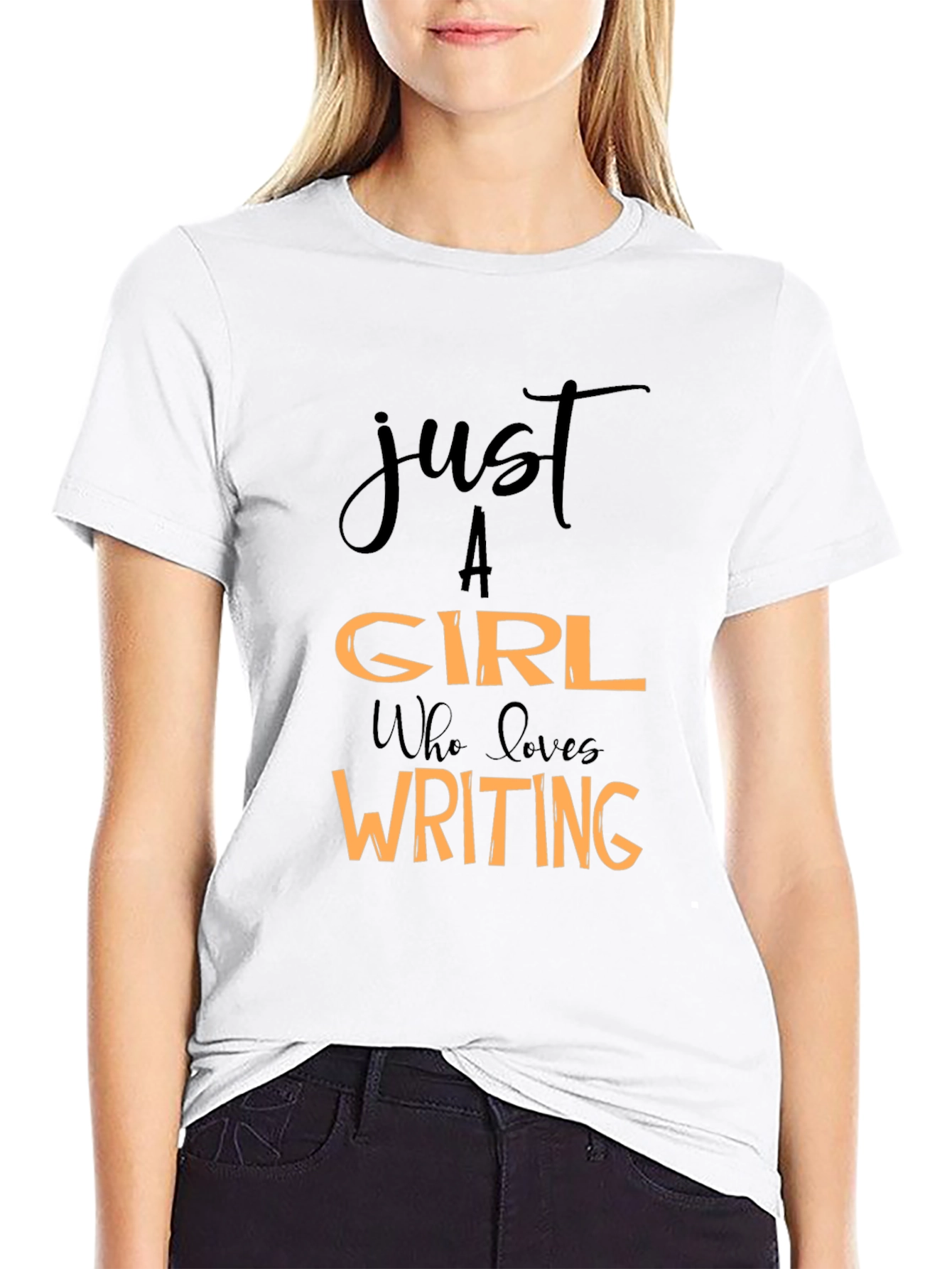 Just A Girl Who Loves Writing Black T-Shirt